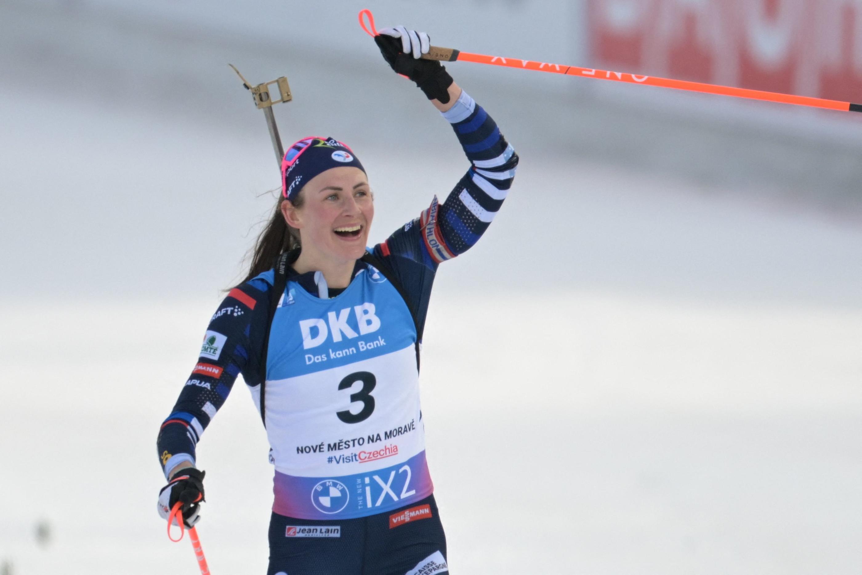Justine Braisaz-Bouchet a empoché sa troisième médaille d'or sur ces Championnats du monde de biathlon. Joe Klamar / AFP
