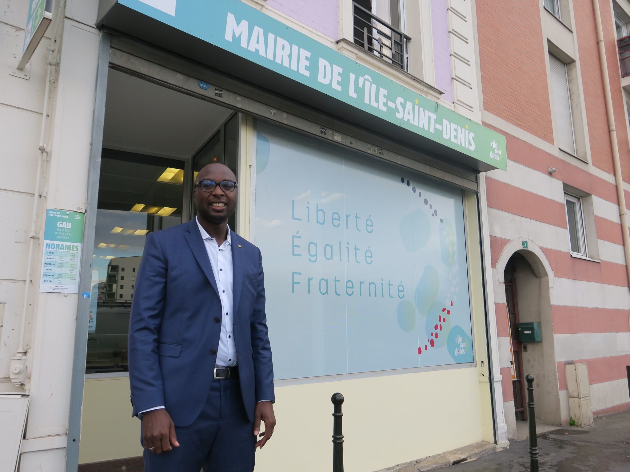 L'Île-Saint-Denis (Seine-Saint-Denis), le 20 septembre 2023. Mohamed Gnabaly, le maire (Les Écologistes) est le nouveau président de l'association des maires de Seine-Saint-Denis. LP/Anthony Lieures