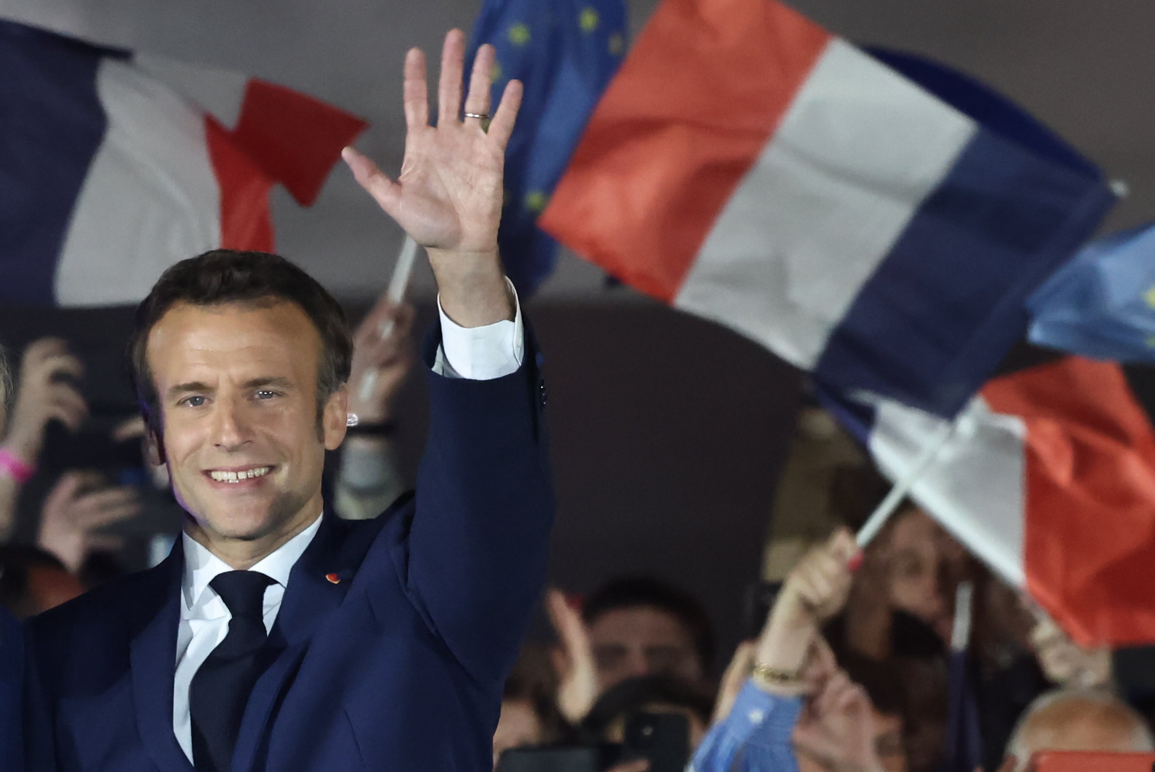 Emmanuel Macron s'est exprimé sur le Champ-de-Mars après sa victoire. Il a remercié ses électeurs. LP/Frédéric DUGIT