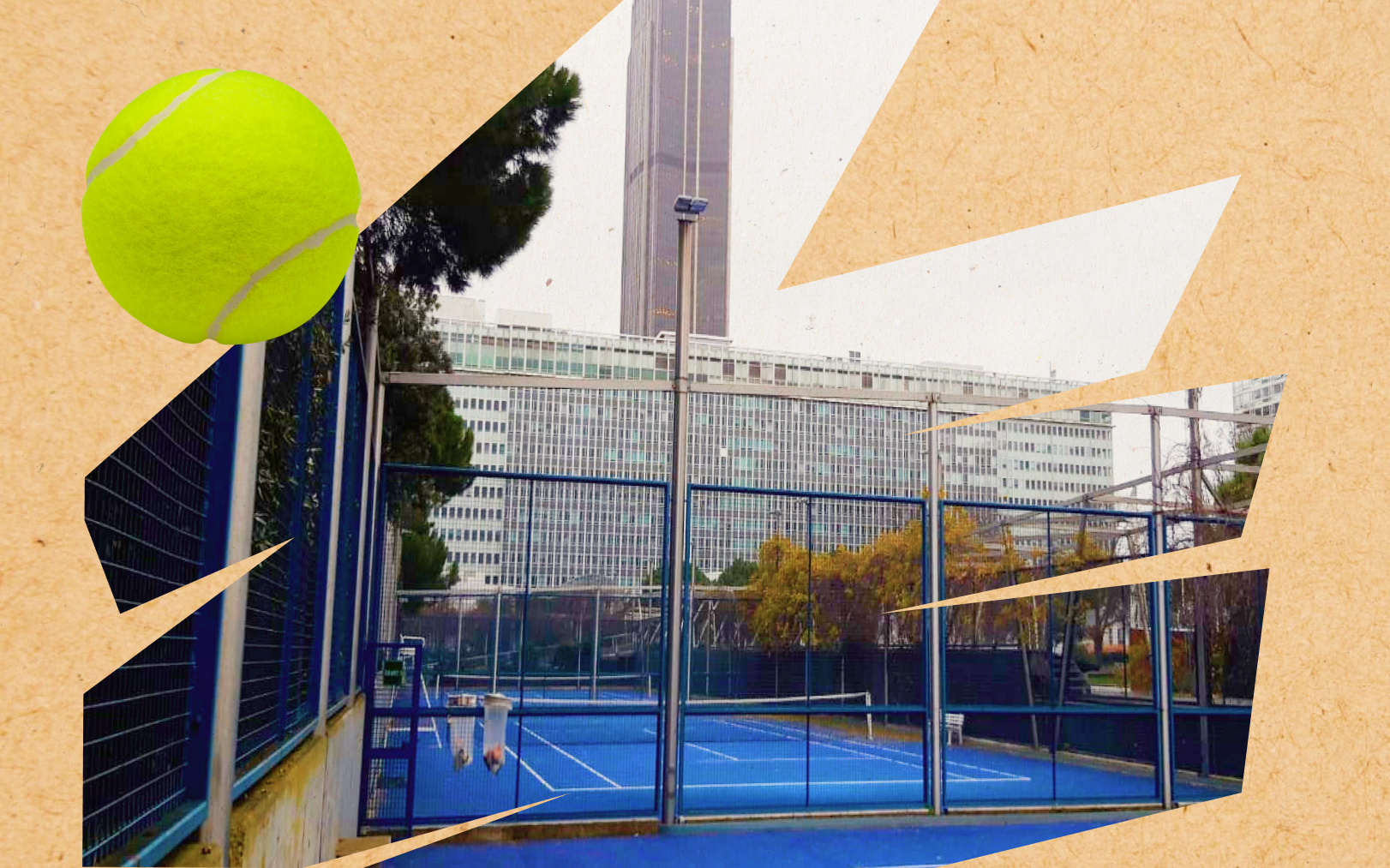 Cinq courts de tennis en plein air se trouvent au jardin Atlantique à Paris : trois en enfilade, disposés dans l’axe des voies ferrées, plus un à chaque extrémité, mais planté perpendiculairement. Le Parisien-DA/Lionel Chami