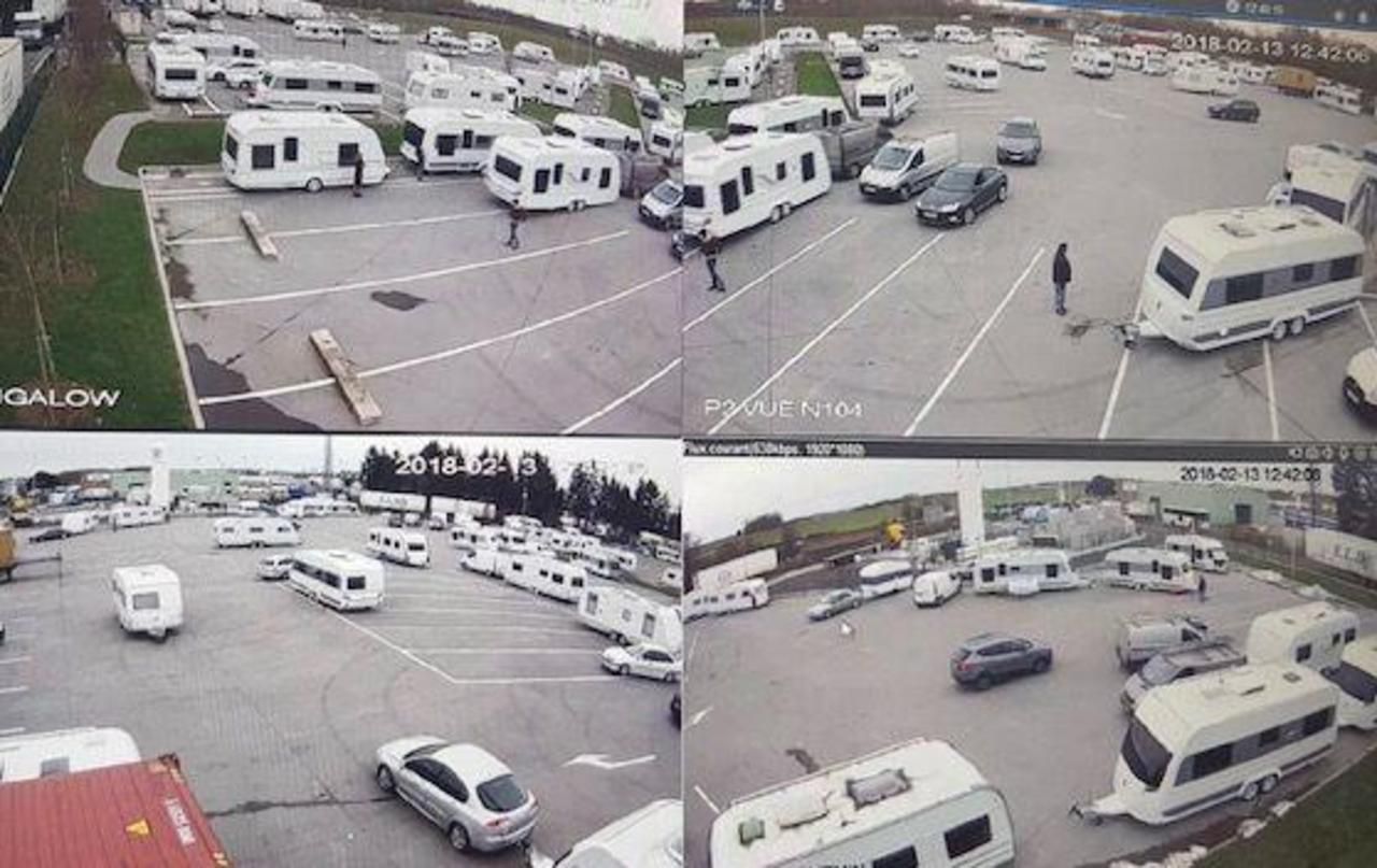 <b></b> Servon, le 13 février. Les images de vidéosurveillance montrent bien l’occupation du parking de la société ELD par des gens du voyage.