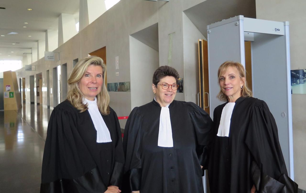 <b></b> Cour d’assises de Melun, mardi 31 octobre 2017 : Me Nathalie Tomasini, Me Catherine Bahuchet et Me Janine Bonaggiunta (de gauche à droite) sont les avocates de deux des victimes. 
