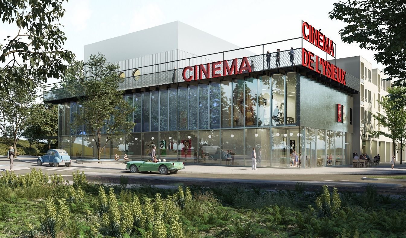Une perspective 3D du projet du futur nouveau cinéma de l'Ysieux de Fosses (Val-d'Oise). HBAAT architectes/Roissy Pays de France