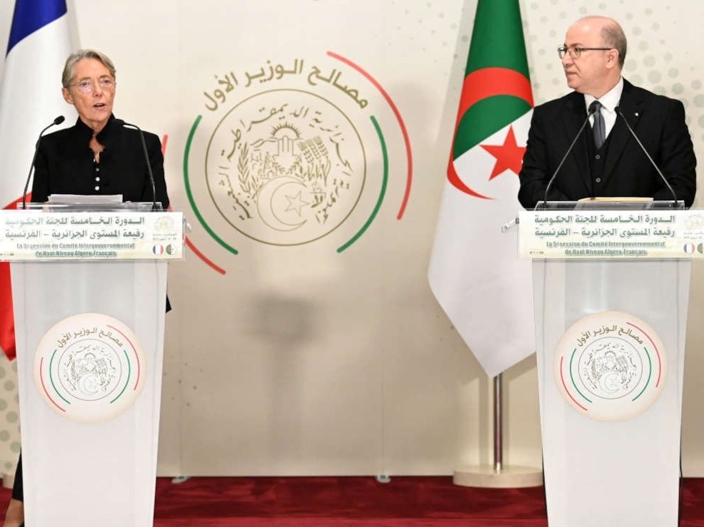 Alger (Algérie), le 9 octobre. La Première ministre Élisabeth Borne, en visite officielle, et son homologue algérien, Aïmene Benabderrahmane, ont évoqué la création de deux nouveaux consulats d'Algérie en France, dont celui de Melun. AFP/Alain Jocard