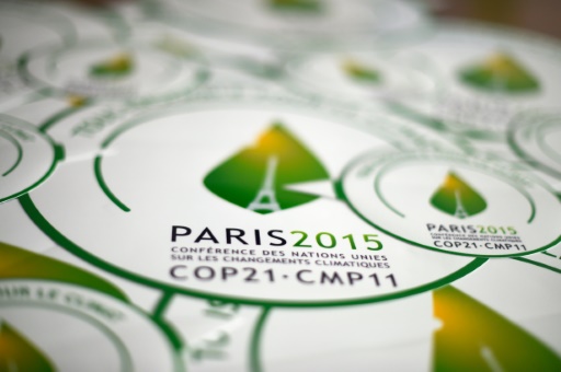 Le logo de la conférence internationale sur le climat (COP21), qui s'est ouverte à Paris le 30 novembre 2015. AFP/Dominique Faget