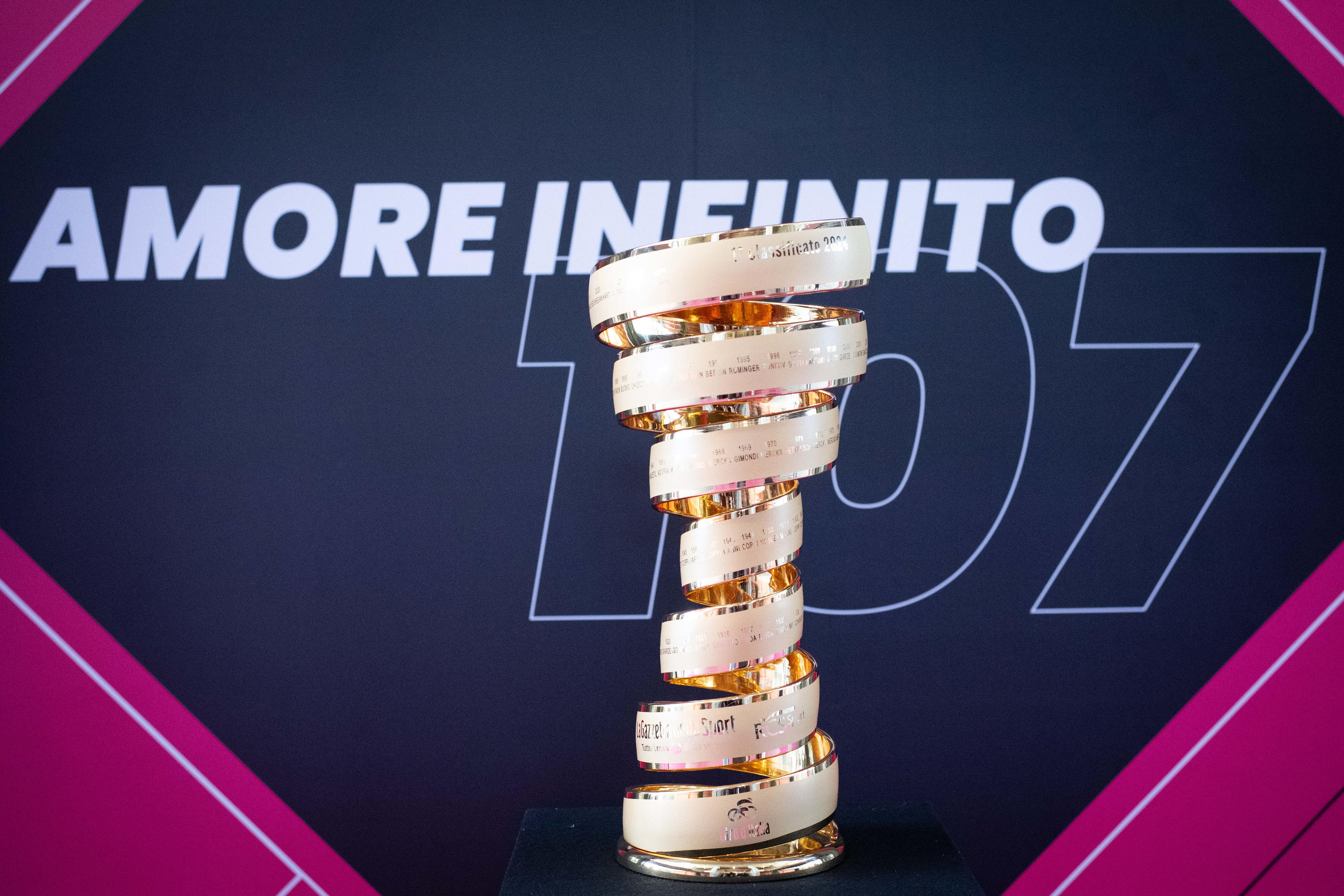 Qui franchira au mieux les 21 étapes du Tour d'Italie 2024 pour succéder à Primoz Roglic et remporter le trophée du Giro ? Icon Sport