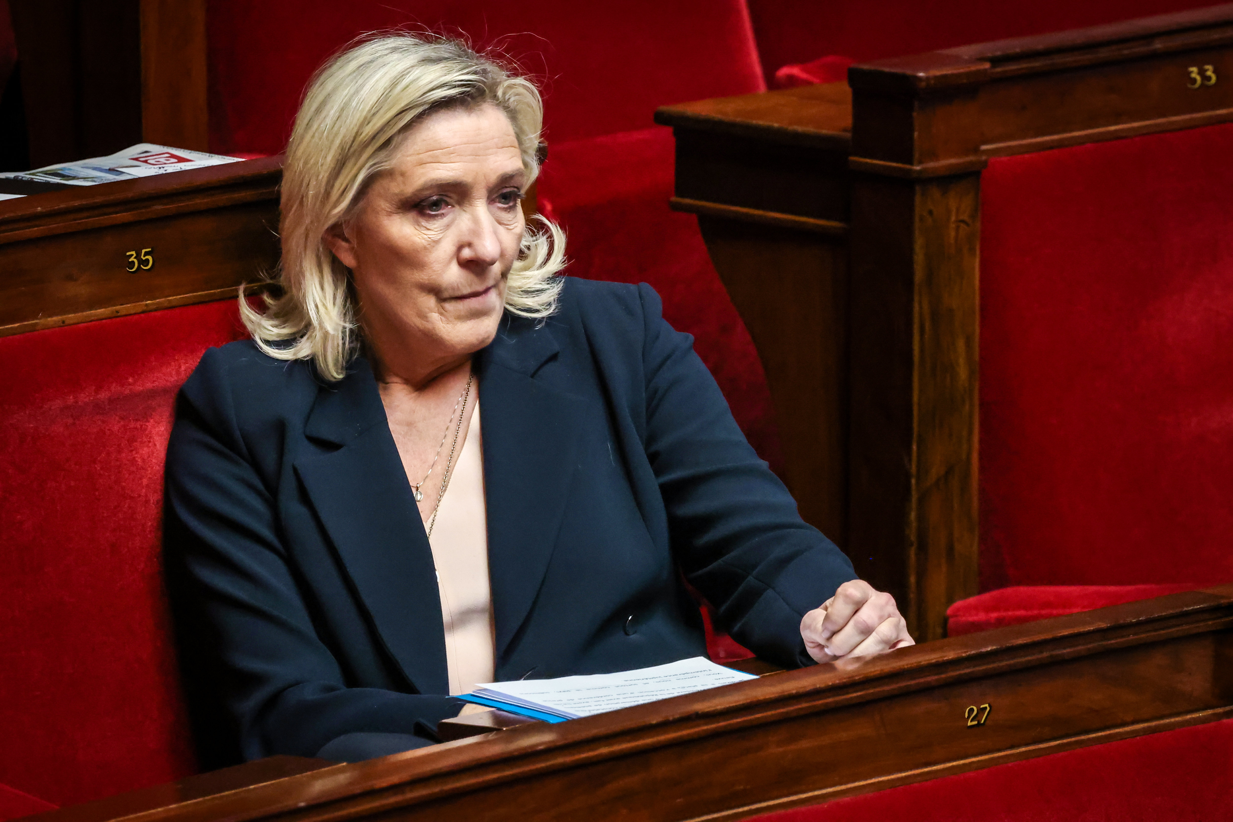 D'après un témoin, la cheffe du groupe RN à l'Assemblée Marine Le Pen (ici le 30 janvier) a dénoncé le moment choisi pour le débat au Parlement sur la fin de vie, y voyant une « une instrumentalisation politique ». LP/Frédéric Dugit