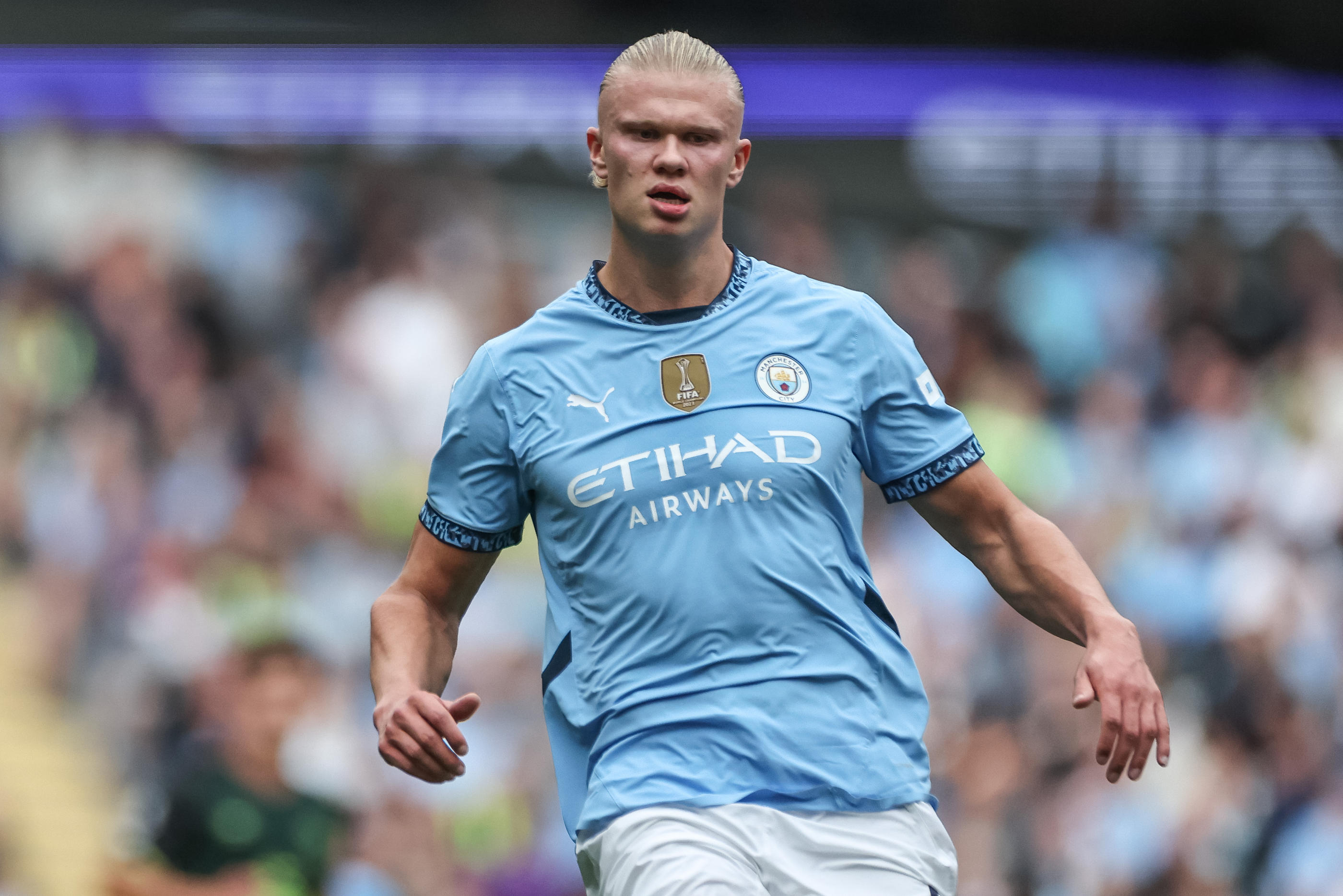 Face à l'Inter Milan, Manchester City compte sur la grande forme d'Erling Haaland, déjà auteur de 9 buts en 4 matchs. (Photo by Mark Cosgrove/News Images/Sipa USA)