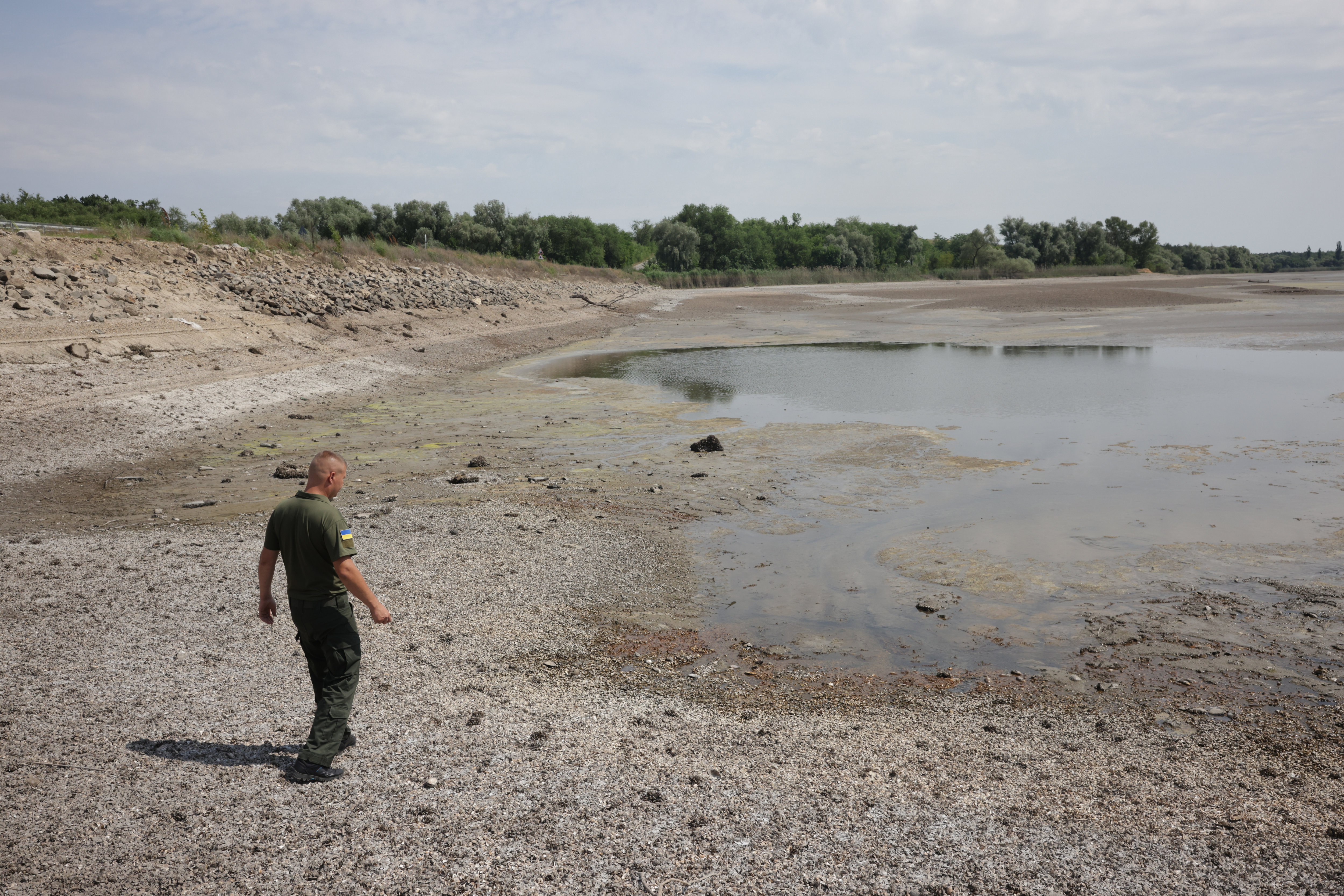 La réserve naturelle de Kamianska Sich, dans la région de Kherson, n'est plus qu'une zone sinistrée. L'explosion du barrage de Nova Kakhovka a fait baisser drastiquement le niveau du Dniepr. LP/Philippe de Poulpiquet