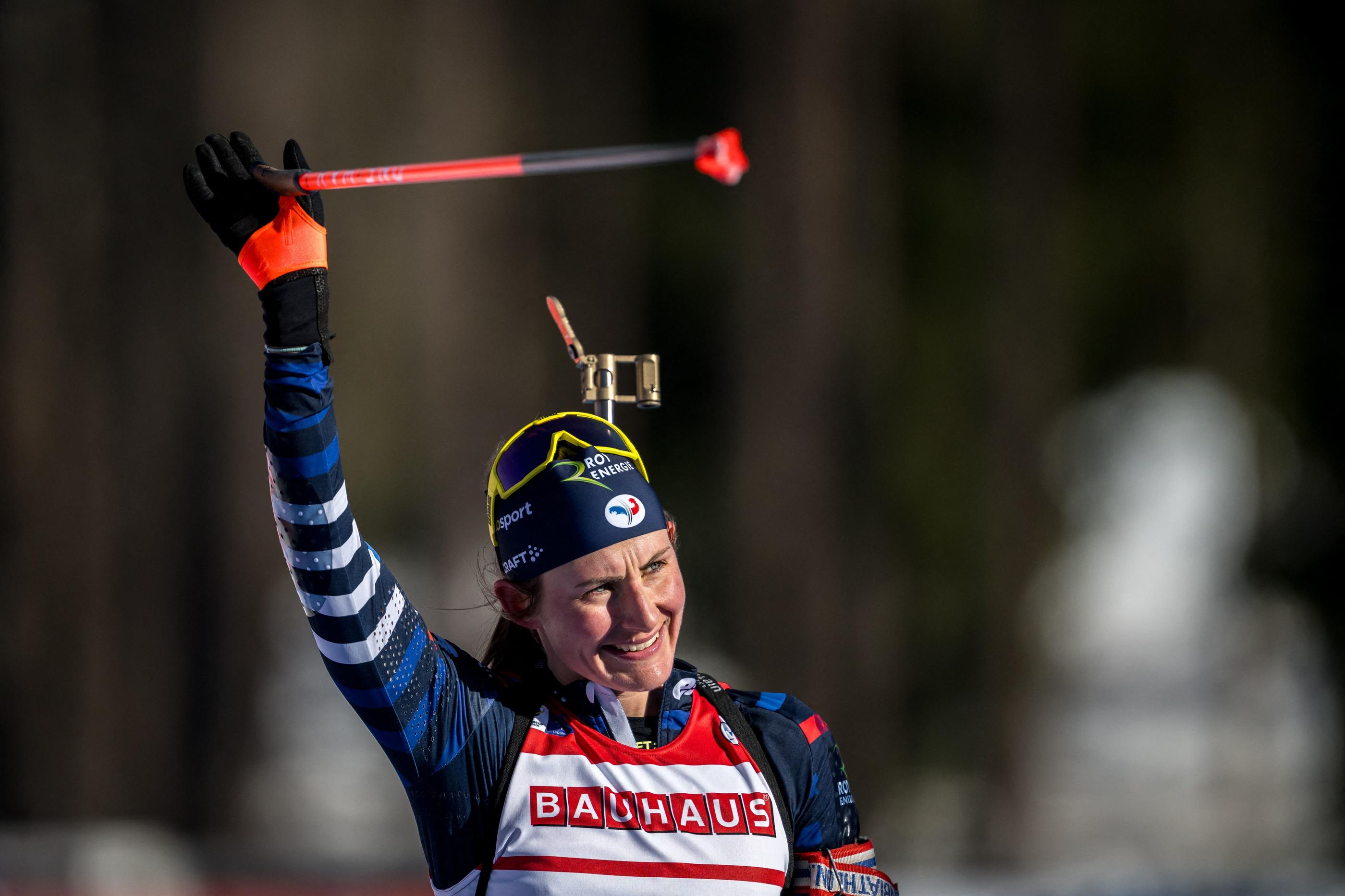 Flamboyante fin 2023, la biathlète française Justine Braisaz-Bouchet sera très attendue sur les pistes d'Oberhof de jeudi à dimanche. Fabrice COFFRINI / AFP