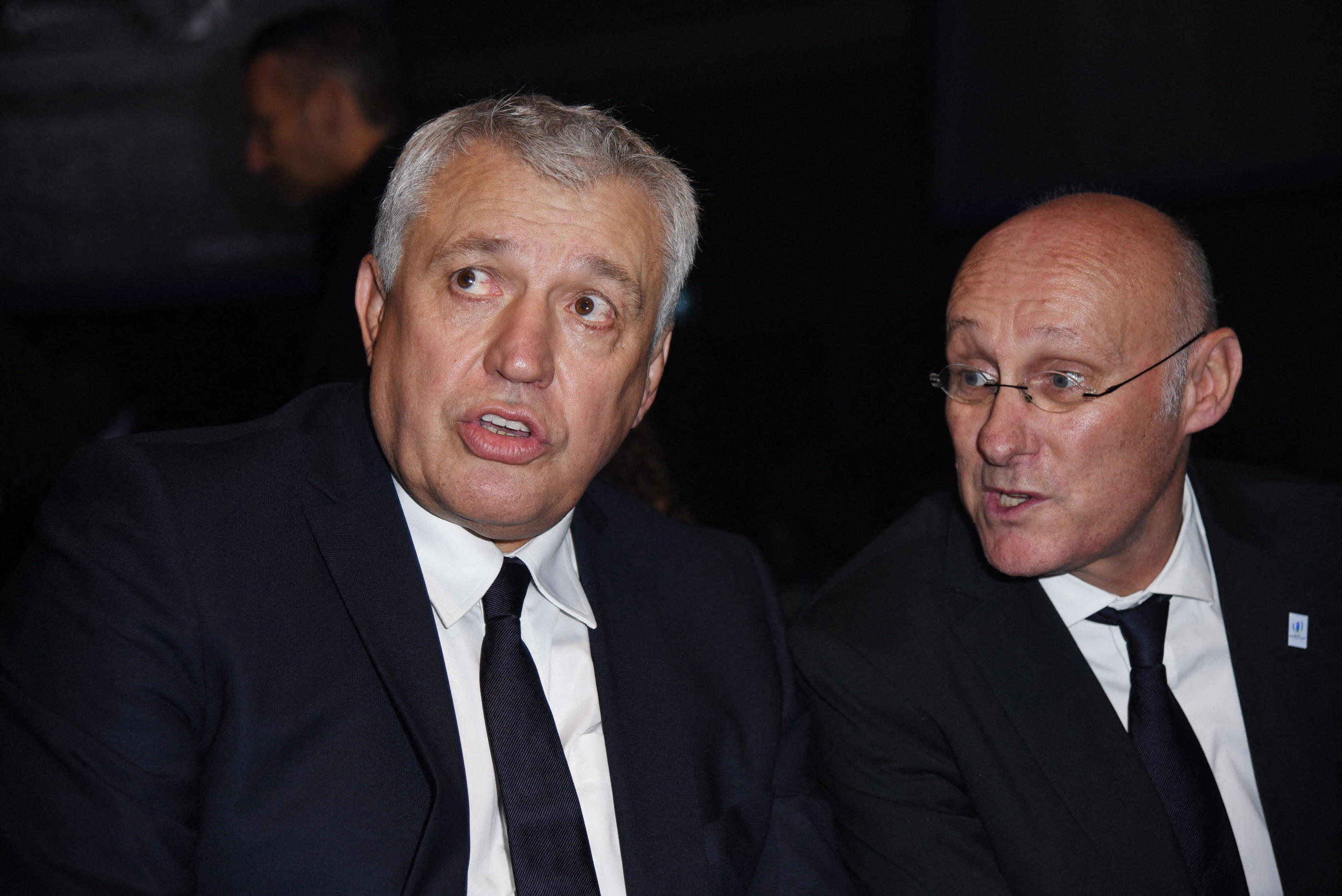 À Montpellier, Claude Atcher et Bernard Laporte ont reconstitué un trio avec le président du MHR Mohed Altrad. Icon Sport/Alain Apaydin