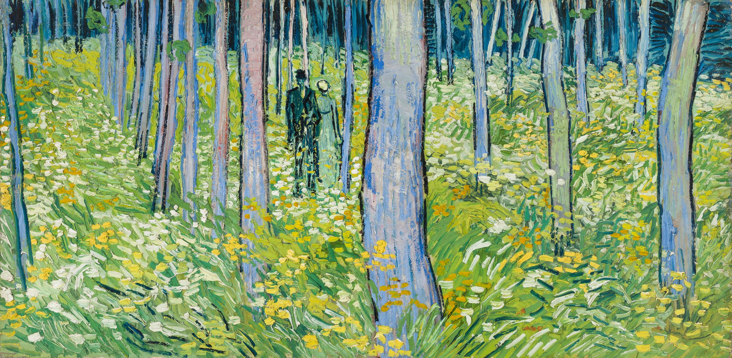 « Sous-bois avec  deux personnages » (juin 1890). Vincent Van Gogh se donnera la mort un mois plus tard. Cincinnati Art Museum