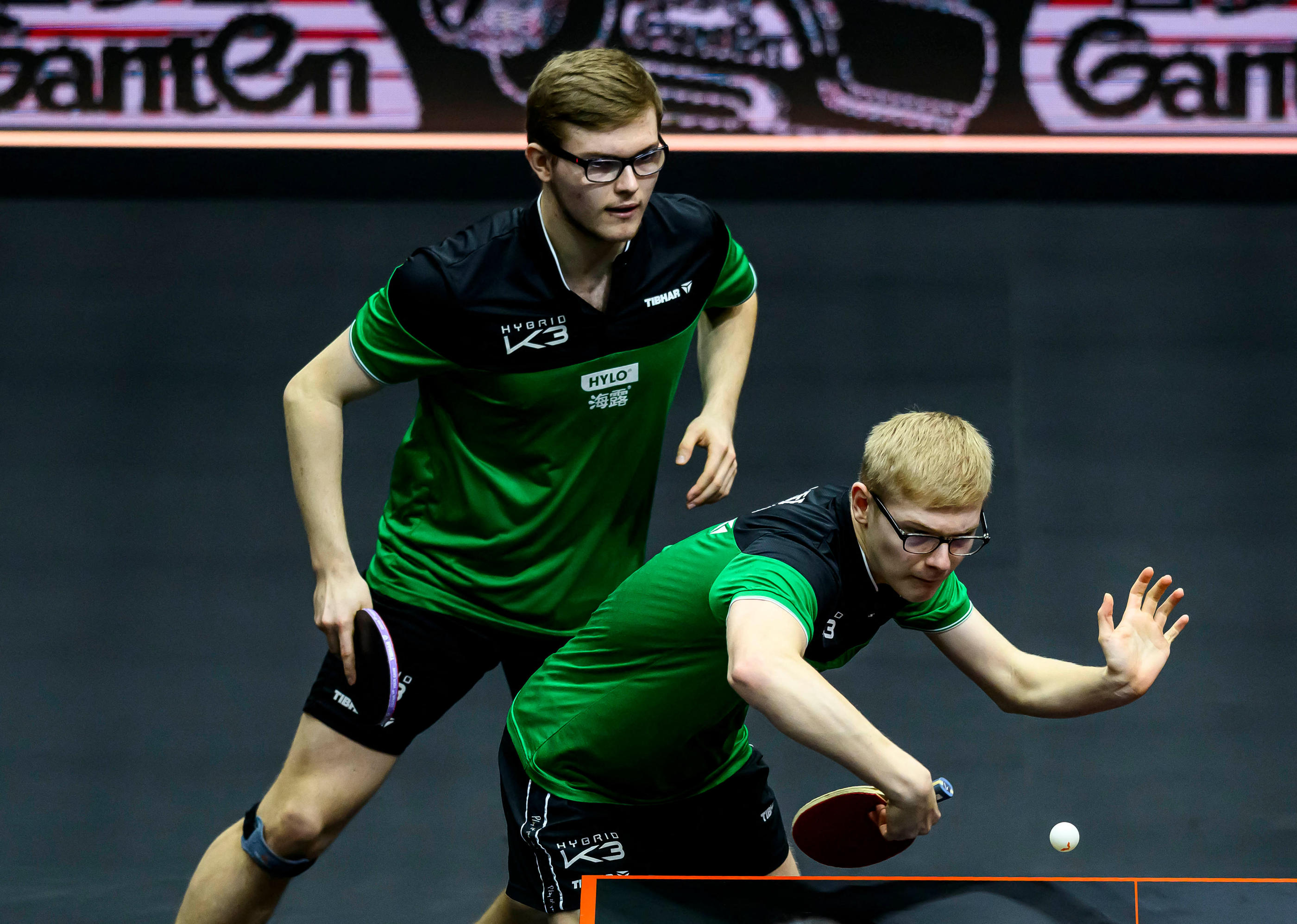 Alexis Lebrun et Félix Lebrun lors de leur quart de finale du tournoi final WTT le 4 janvier 2024. Photo by Nikku/Xinhua/ABACAPRESS.COM - Photo by Icon sport