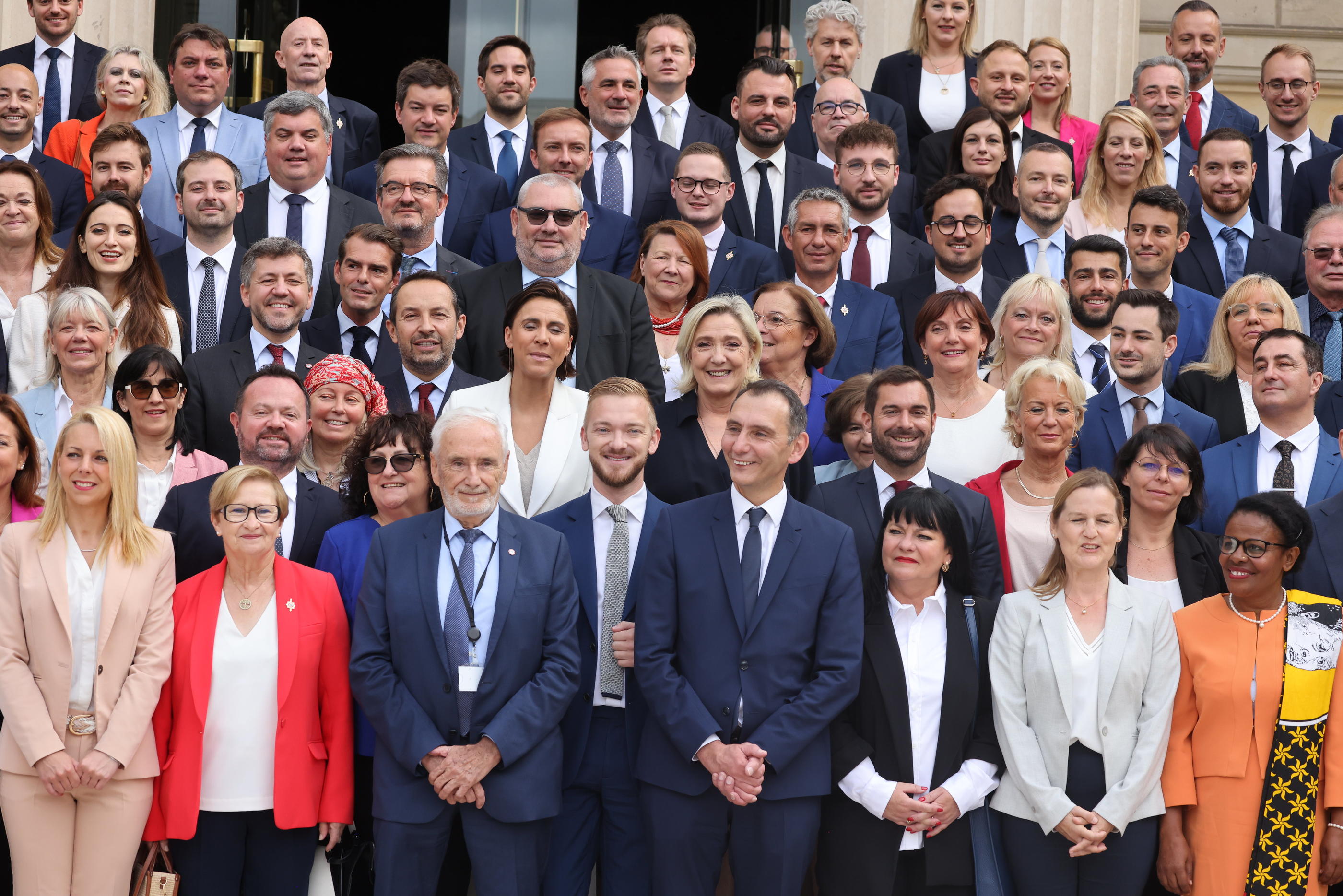 Assemblée nationale, ce 10 juillet 2024. Avec 89 députés, il y a deux ans, le groupe RN était le premier groupe d’opposition à l'Asssemblée. Au lendemain des législatives, le groupe de Marine Le Pen est désormais composé de 125 députés. LP/Olivier Lejeune