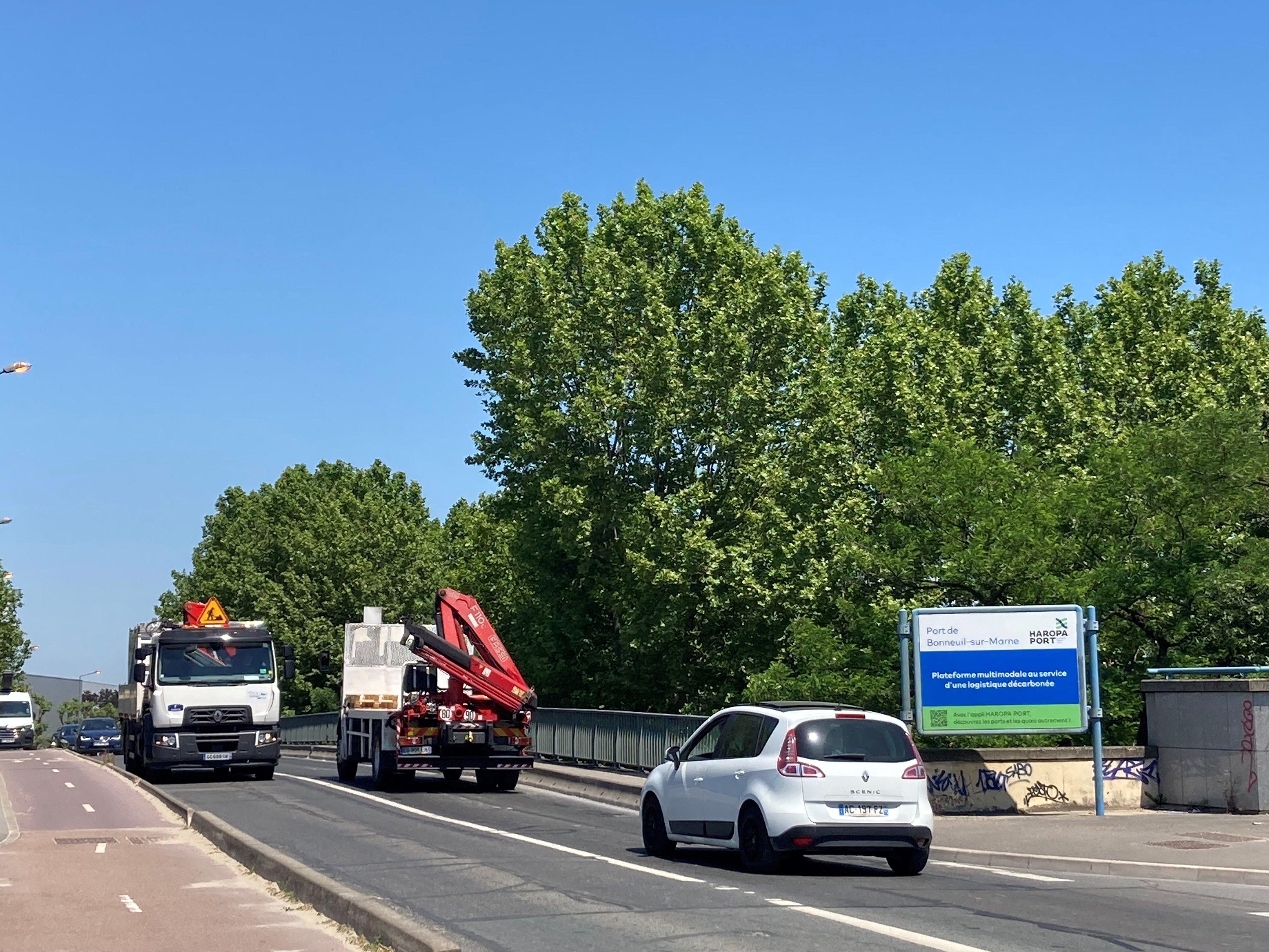 Bonneuil-sur-Marne, le 1er juin 2023. Avec le prolongement de la N406, les camions seront moins nombreux sur les routes à Bonneuil-sur-Marne ou Créteil. LP/Agnès Vives