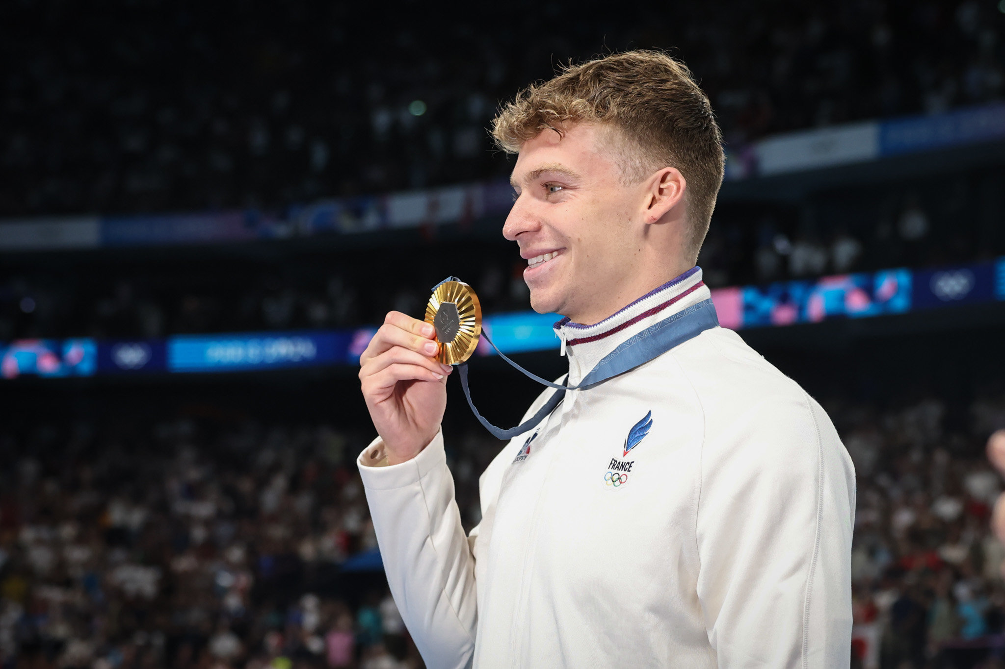 Léon Marchand est la superstar des Jeux olympiques de Paris 2024. LP/Frédéric Dugit