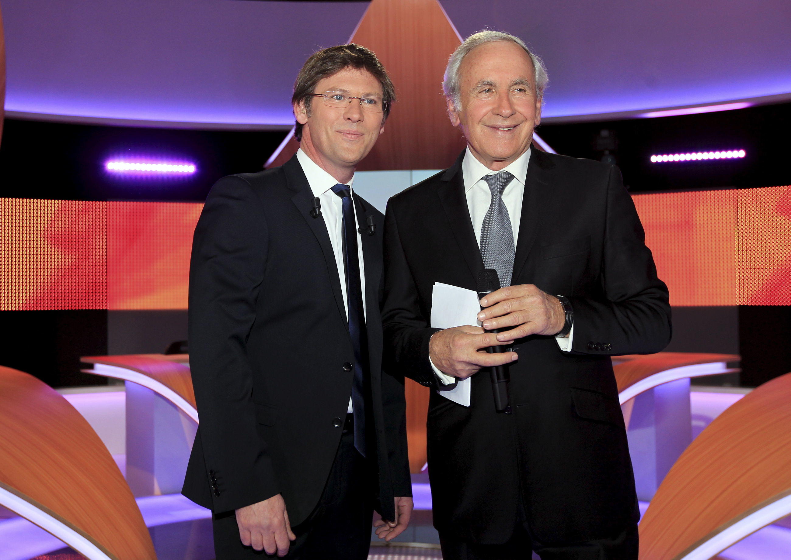 Laurent Romejko et Patrice Laffont à l'occasion de 40 ans de « Des chiffres et des lettres », en 2012. LP/ Carol Amar