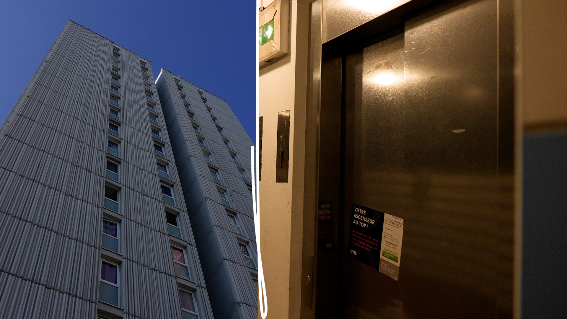 Aubervilliers (Seine-Saint-Denis), 19 avril 2023. Les habitants de cette tour de 17 étages vivent sans ascenseur depuis plusieurs mois.