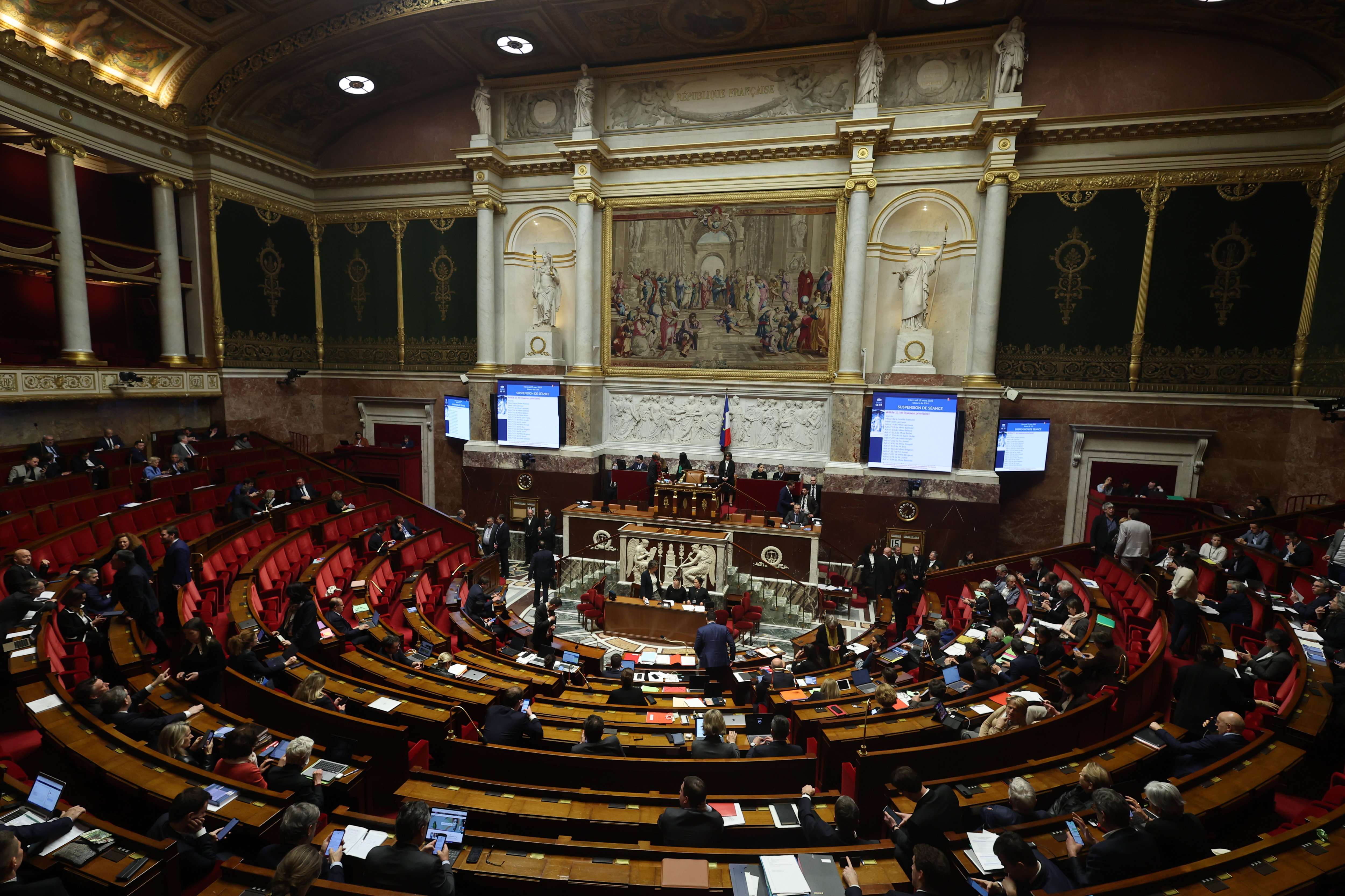 Elisabeth Borne affrontait ce lundi après-midi deux motions de censure, après son recours au 49.3 pour une adoption sans vote de la réforme des retraites.  LP/ Arnaud Journois