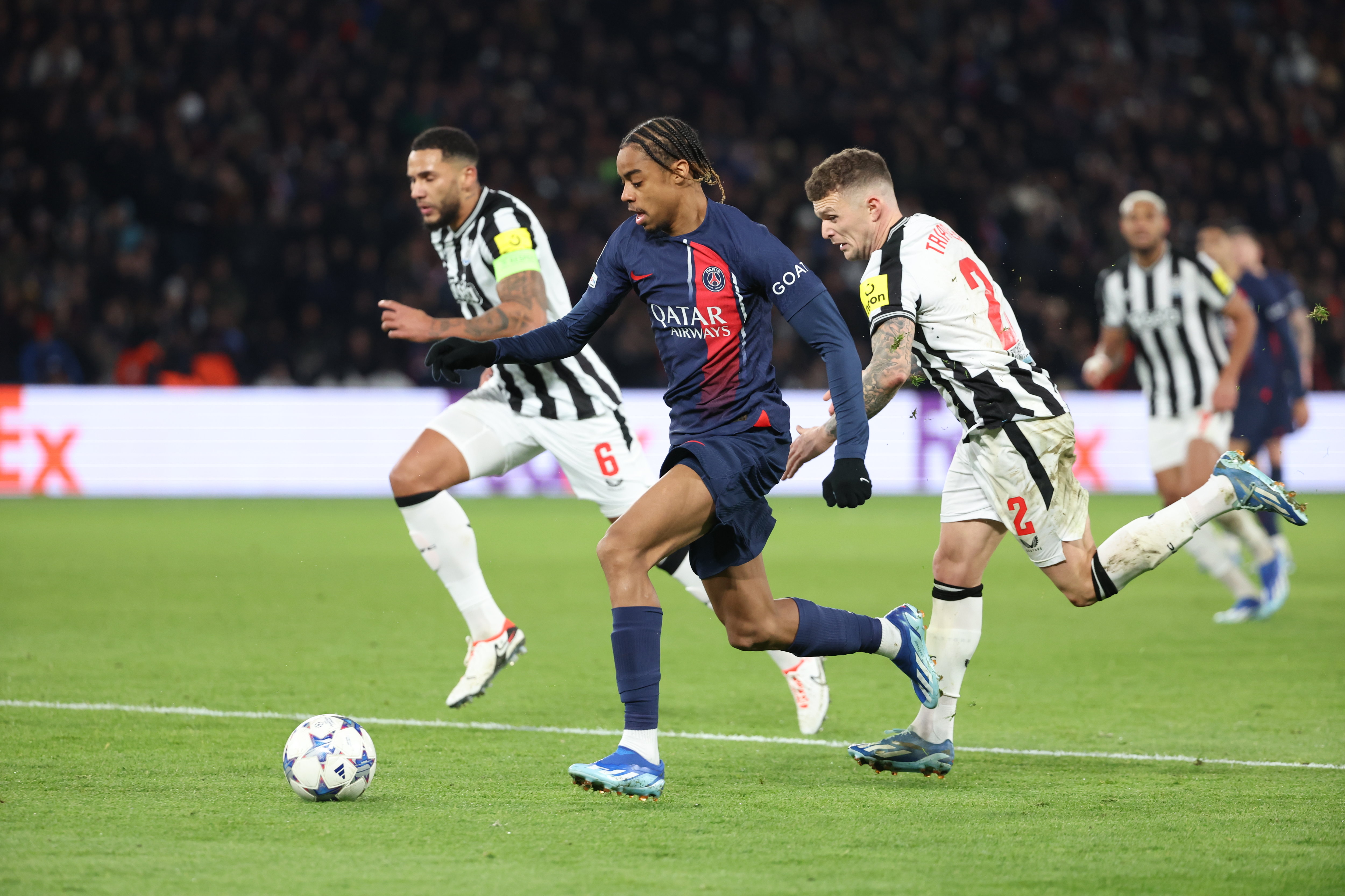 Bradley Barcola (ici en novembre 2023 contre Newcastle) et le PSG vont découvrir le nouveau format de Ligue des champions, remodelée jusqu'en janvier en mini championnat. LP/Arnaud Journois