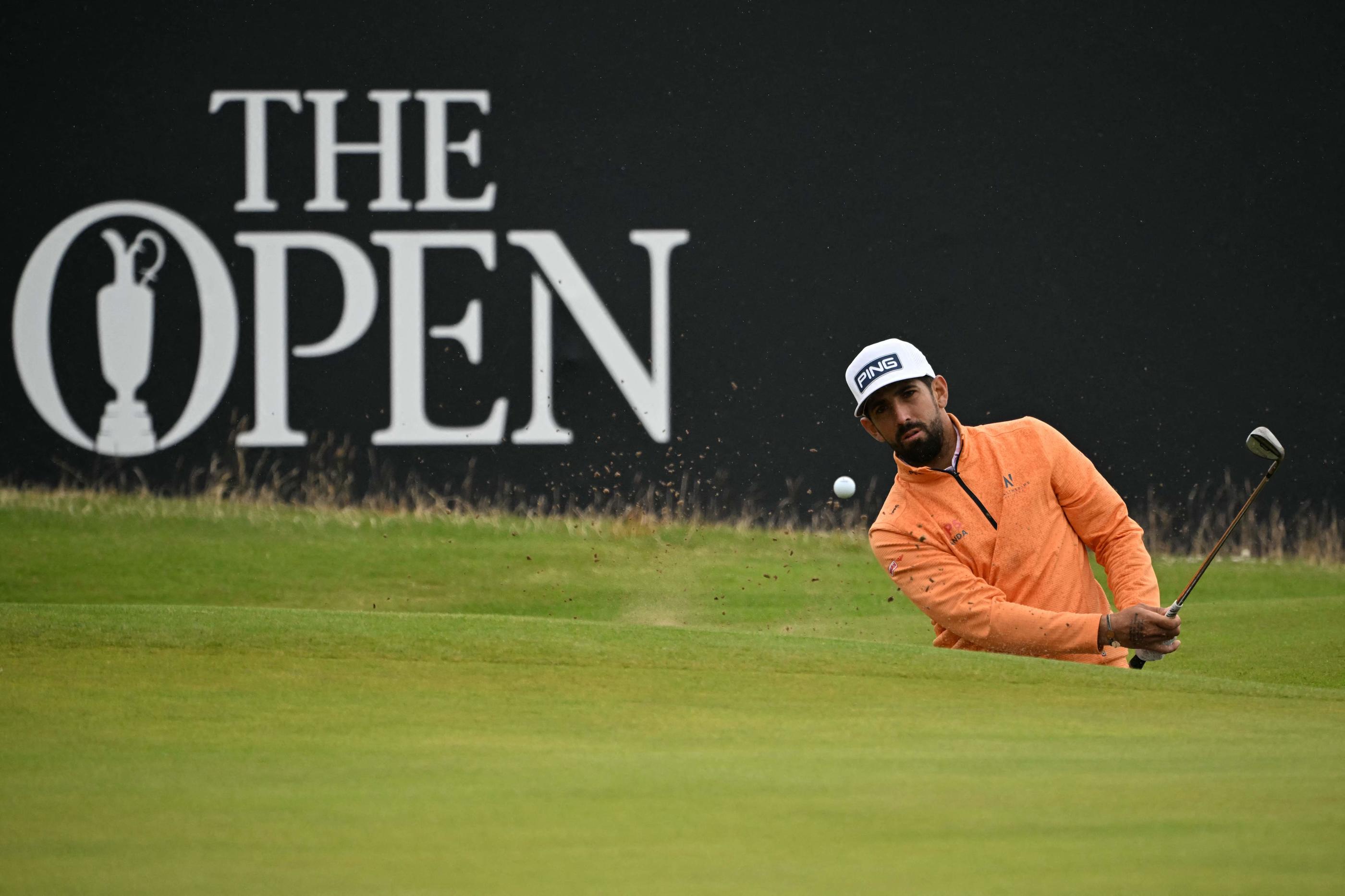 Matthieu Pavon, ici à l'entraînement à Troon, en Ecosse. (Photo by ANDY BUCHANAN / AFP) / RESTRICTED TO EDITORIAL USE