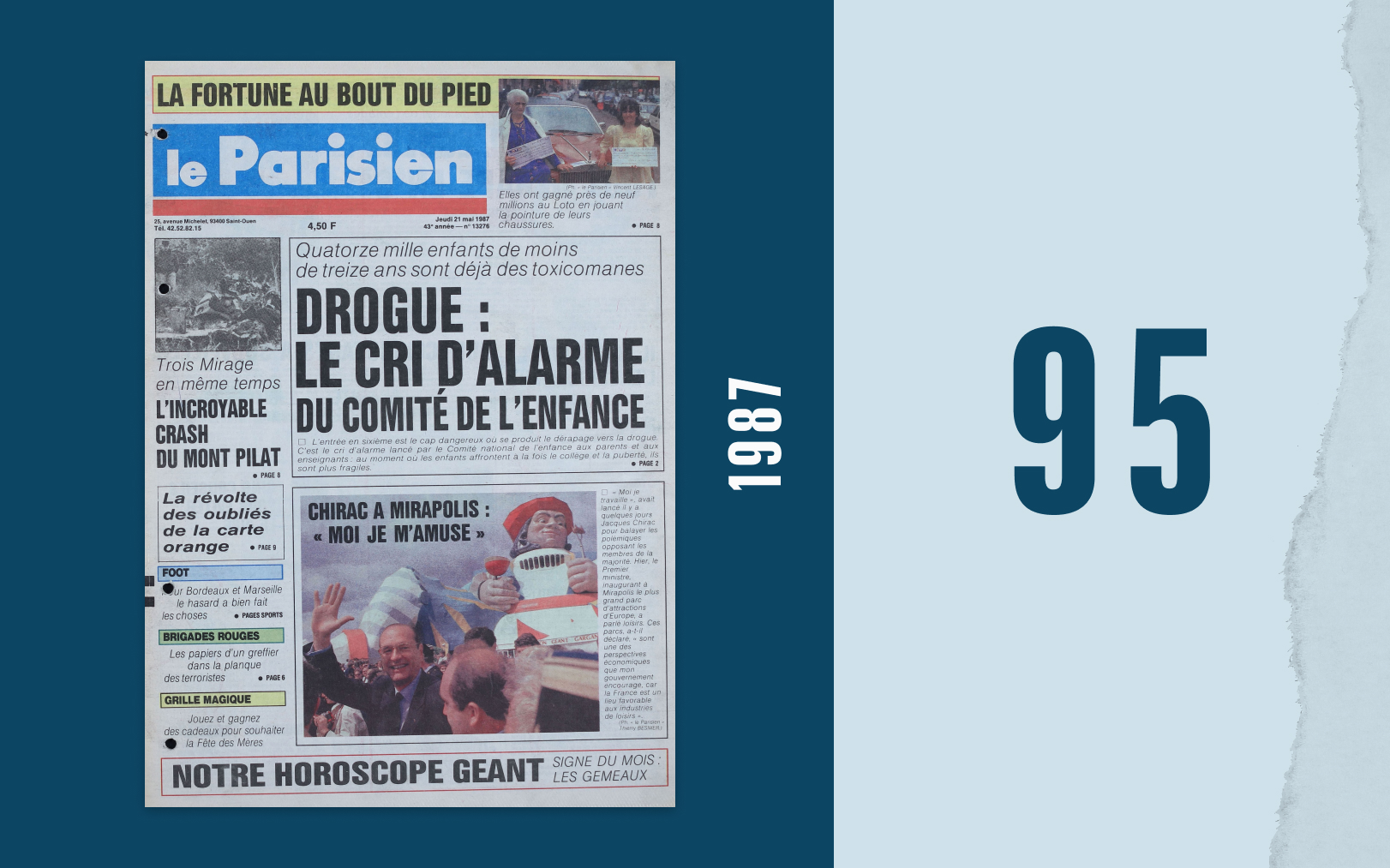 «Moi, je m'amuse», dit Chirac à l'inauguration du parc d'attractions Mirapolis, le 21 mai 1987. Le Parisien-DA