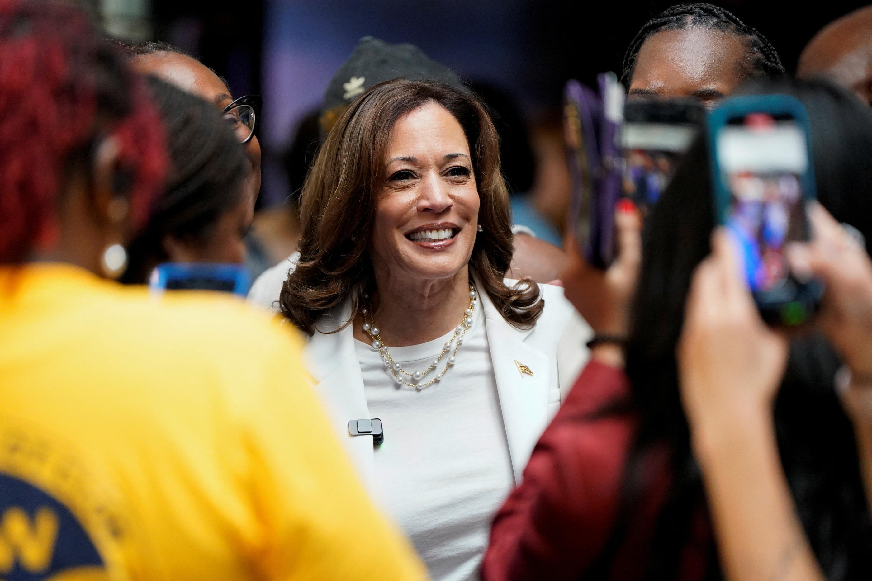 Kamala Harris, candidate démocrate à la présidentielle américaine, s'est prêtée pour la première fois à l'exercice formel d'une grande interview. Reuters/Elizabeth Frantz.