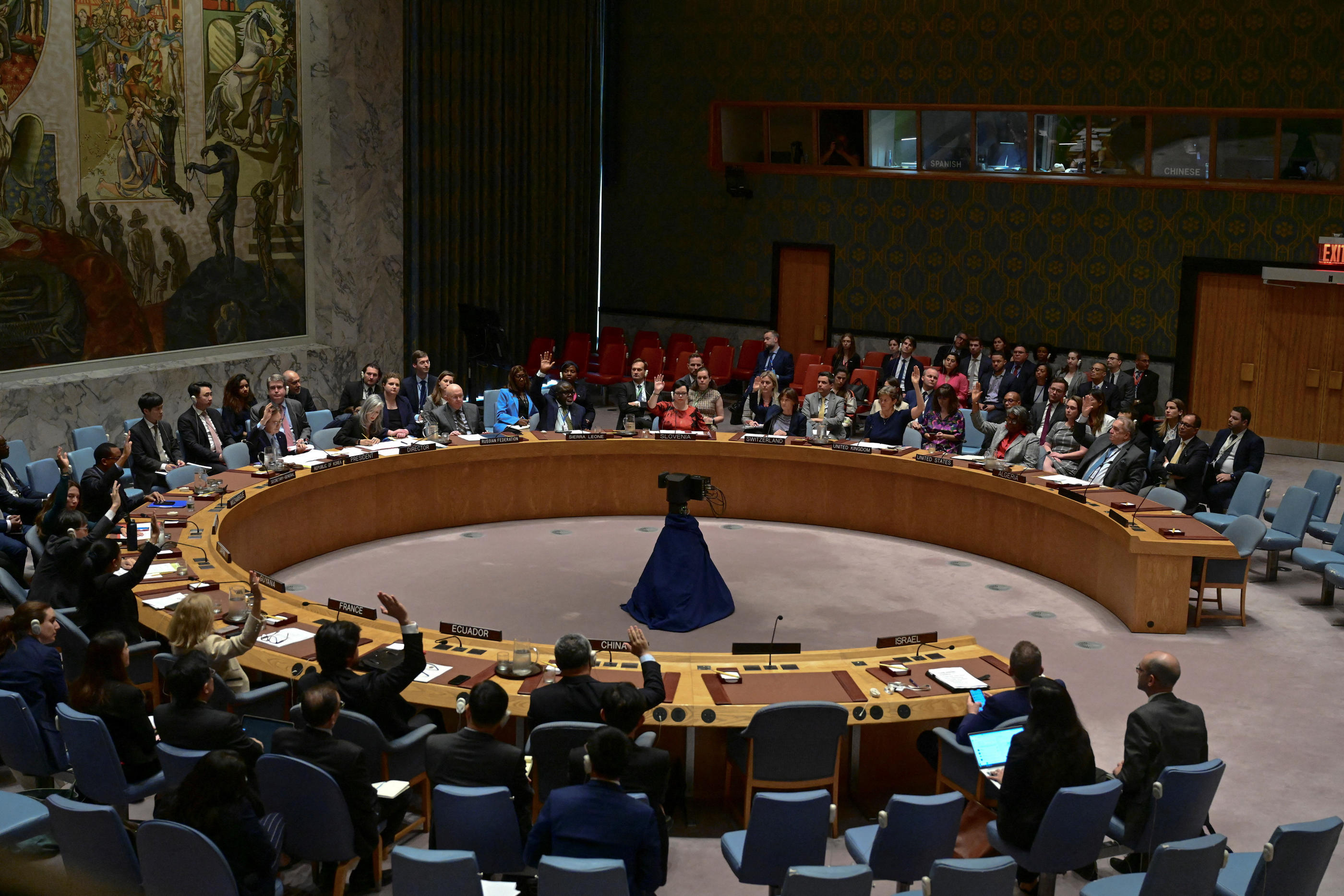 Le conseil de sécurité de l'ONU a adopté la résolution avec 14 voix pour, la Russie s'étant abstenue. REUTERS/Stephanie Keith