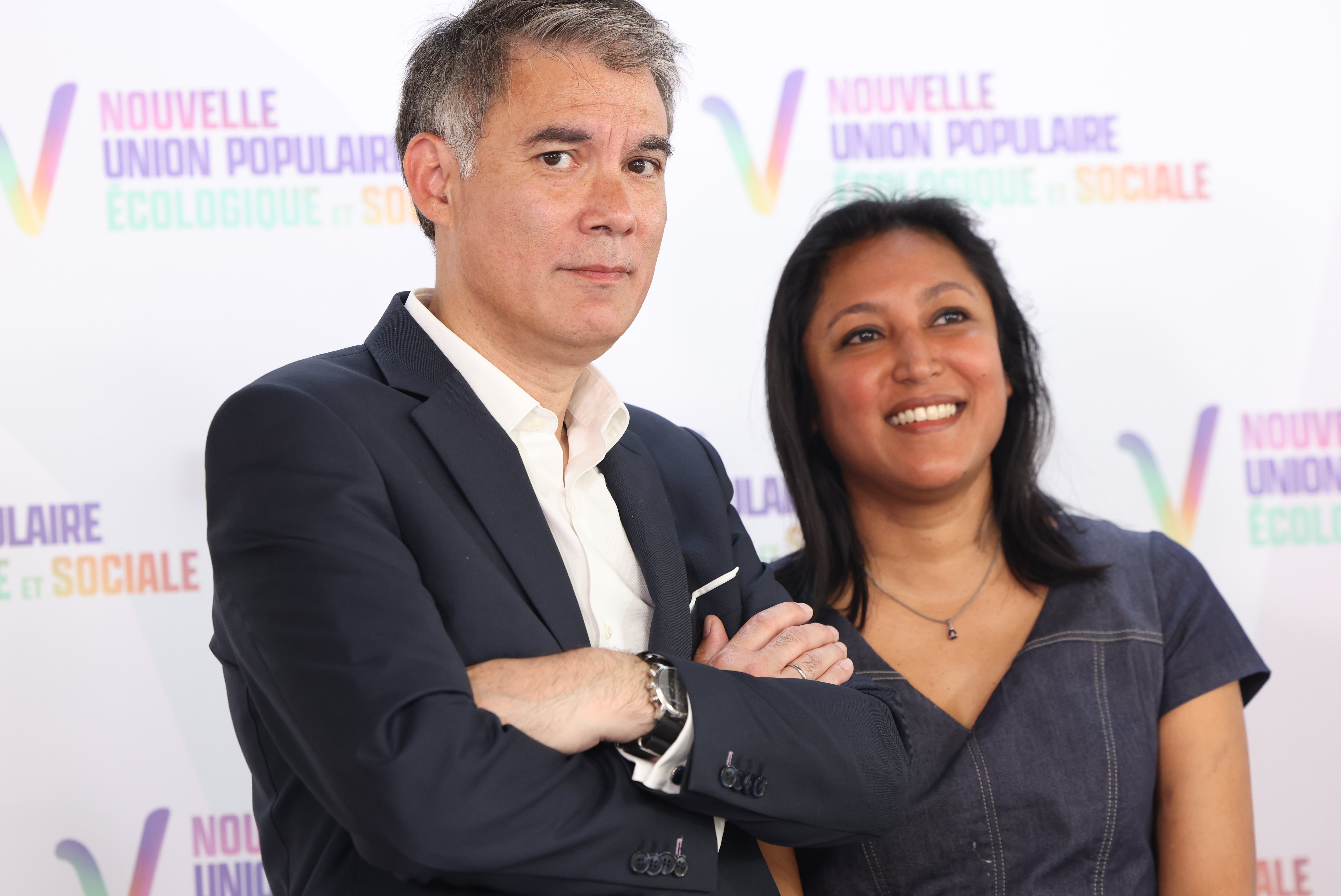 Olivier Faure et Corinne Nagassinguin du Parti socialiste. LP/ Arnaud Journois.