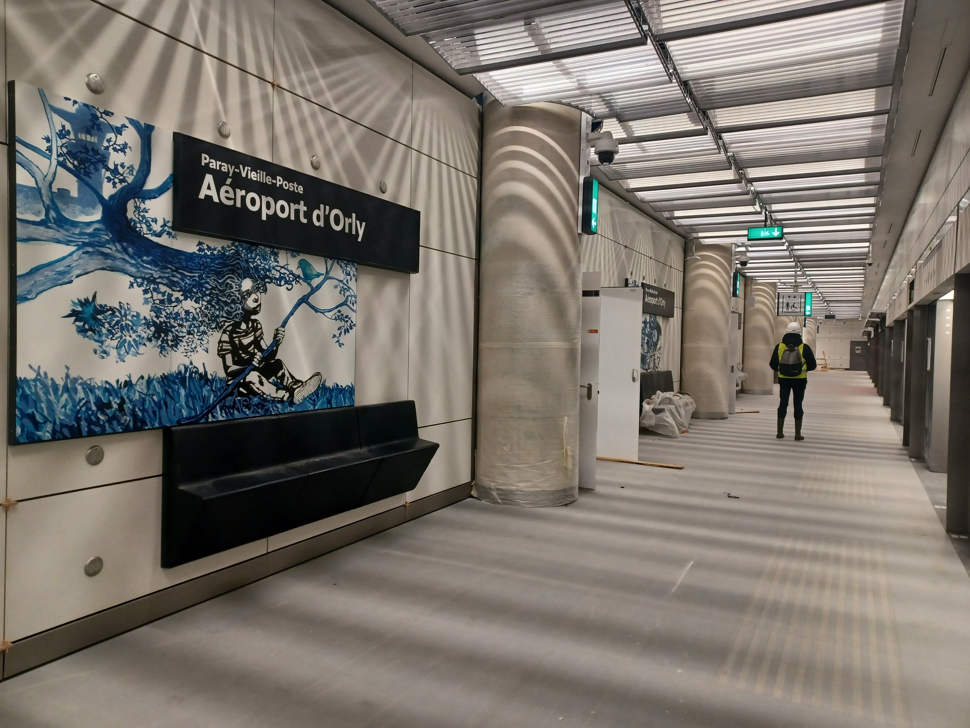 La gare Aéroport d'Orly, sur la ligne 14. Elle sera inaugurée, comme tout le prolongement sud et nord du métro automatique, en juin prochain.