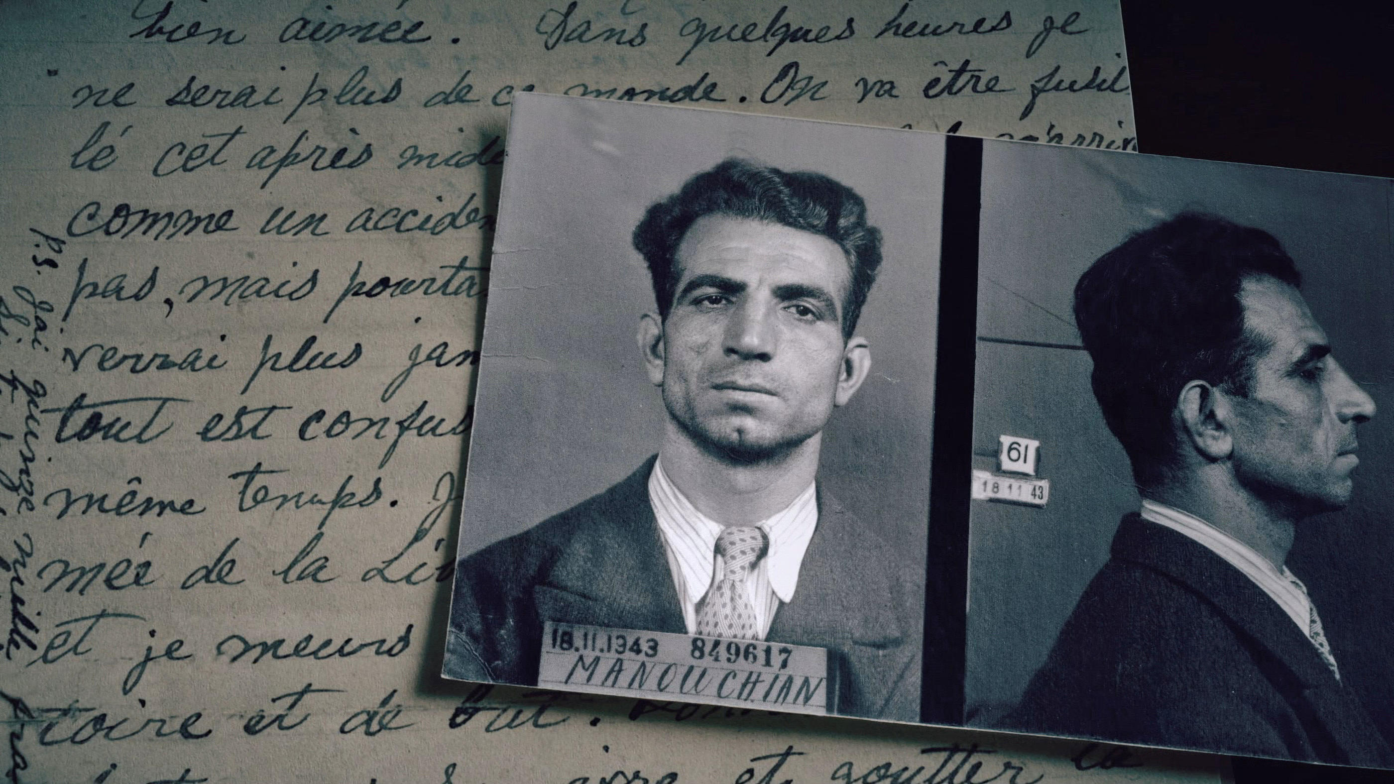 Missak Manouchian a été arrêté en novembre 1943 par la police française et exécuté le 21 février 1944 par les nazis au Mont-Valérien. Archives de la préfecture de police de Paris/FTV/«Missak Manouchian et ceux de l’Affiche rouge»