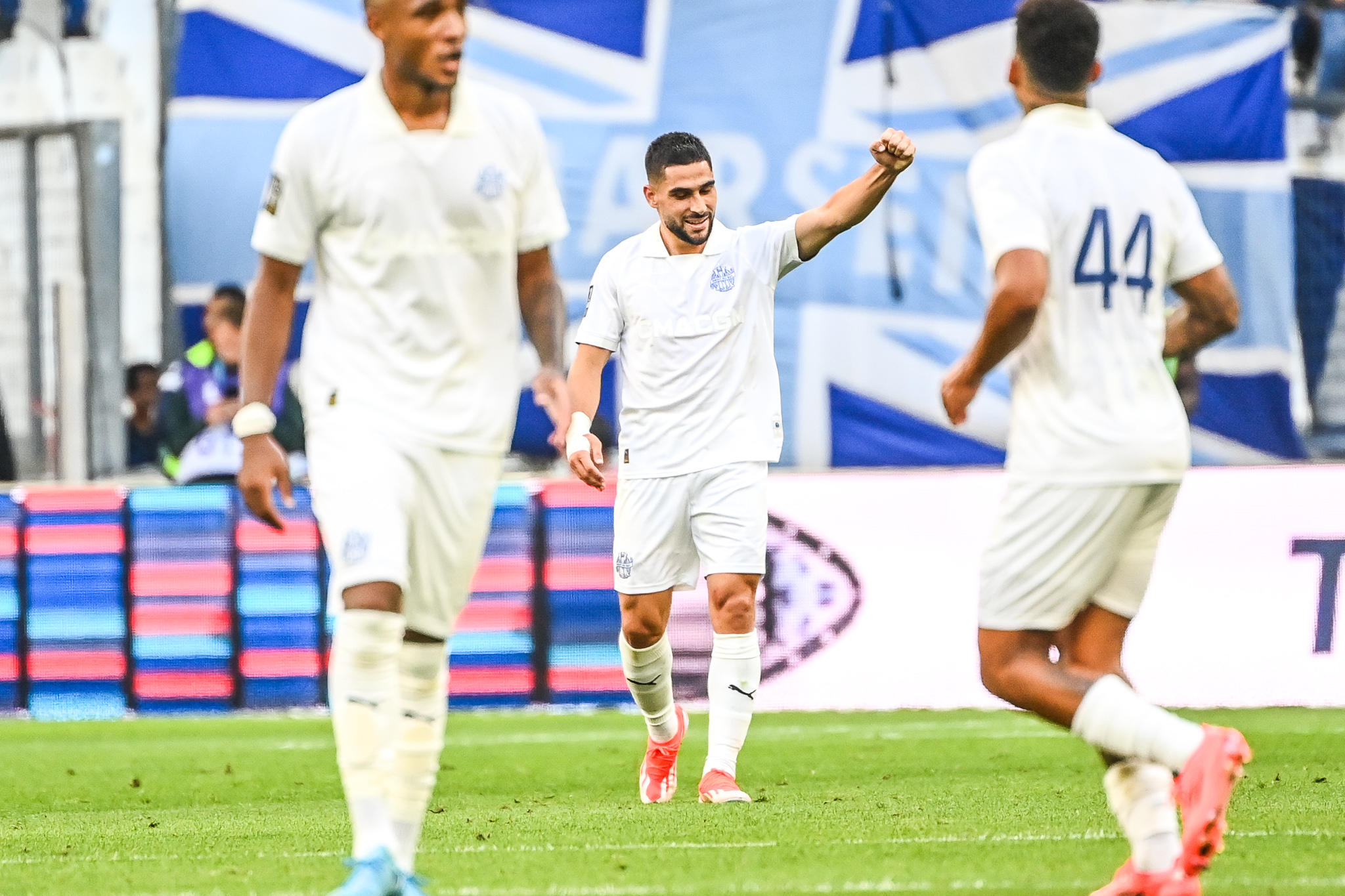 L'ancien Niçois Neal Maupay savoure son premier but sous les couleurs de l'OM. (Photo by Alexandre Dimou/Alexpress/Icon Sport)