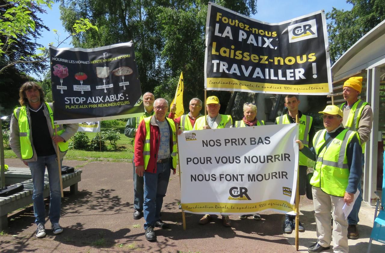 <b></b> Vaux-le-Pénil, ce vendredi. Des agriculteurs et éleveurs membres de la Coordination rurale 77 ont exprimé leur colère sous les fenêtres de la direction départementale des territoires de Seine-et-Marne.