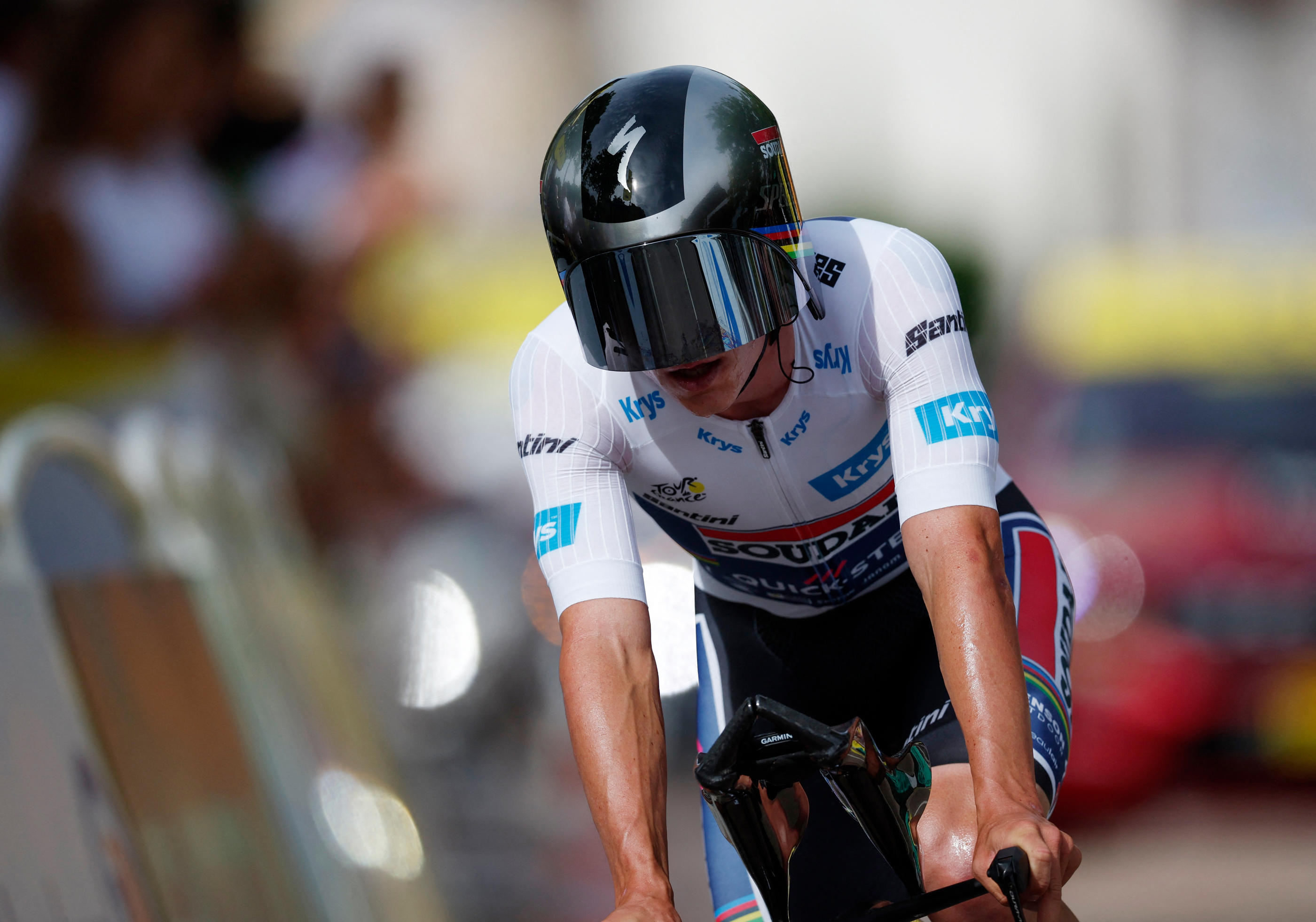 Remco Evenepoel a remporté sa prmeière étape sur le Tour ce vendredi. REUTERS/Stephane Mahe