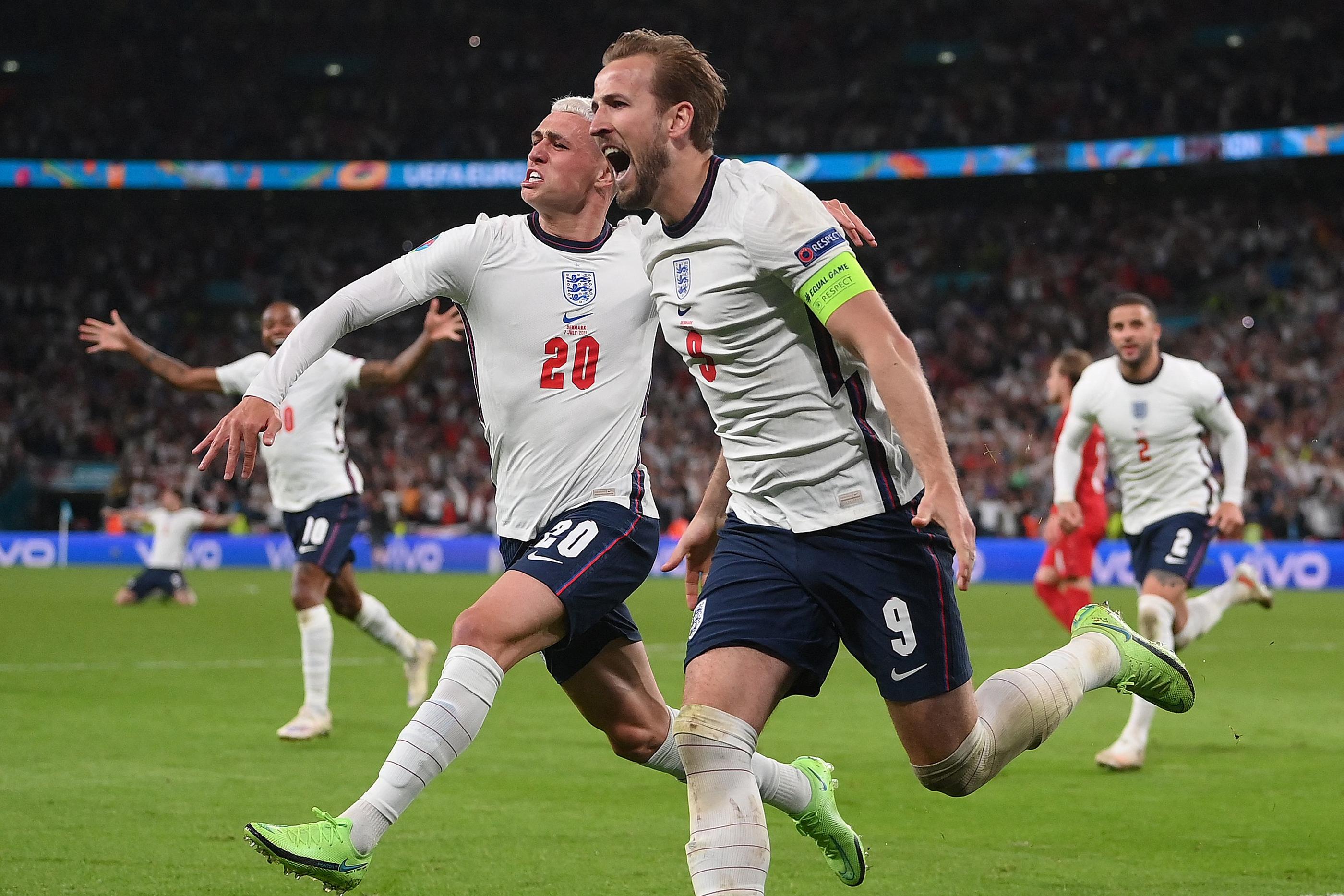 Harry Kane, en deux temps, a marqué le but de la victoire sur un penalty obtenu lors de la prolongation. AFP/Laurence Griffiths