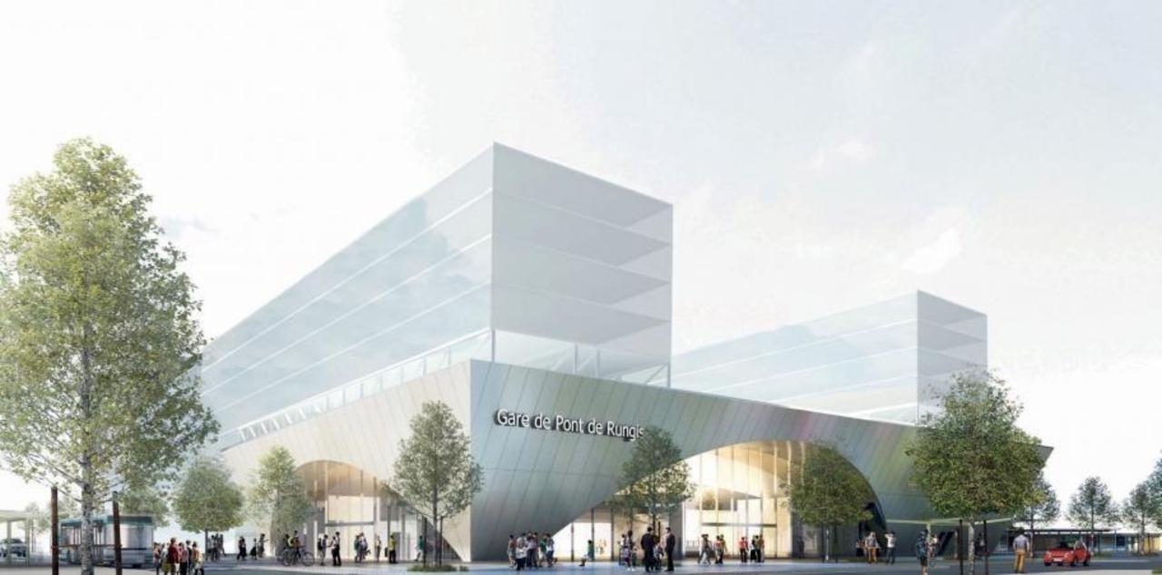 La future gare Pont de Rungis changera de nom pour devenir la gare Thiais-Orly et devrait accueillir des TGV dès 2032 afin de faciliter l'accès à l'aéroport d'Orly et à Paris. Valode et Pistre