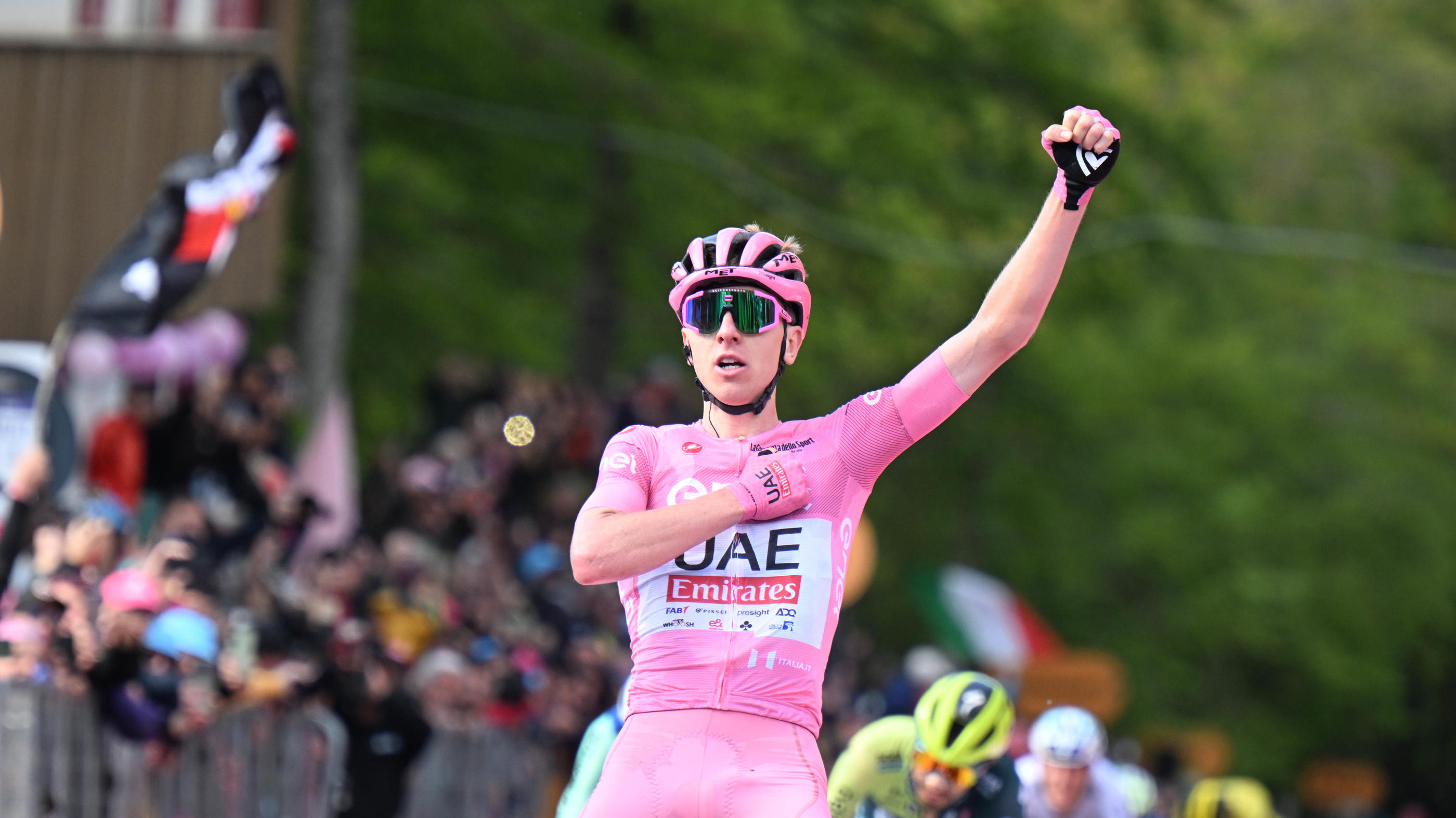 Pour la troisième fois depuis que le Giro a commencé, Tadej Pogacar s'est imposé, ce samedi lors de la huitième étape. Icon Sport
