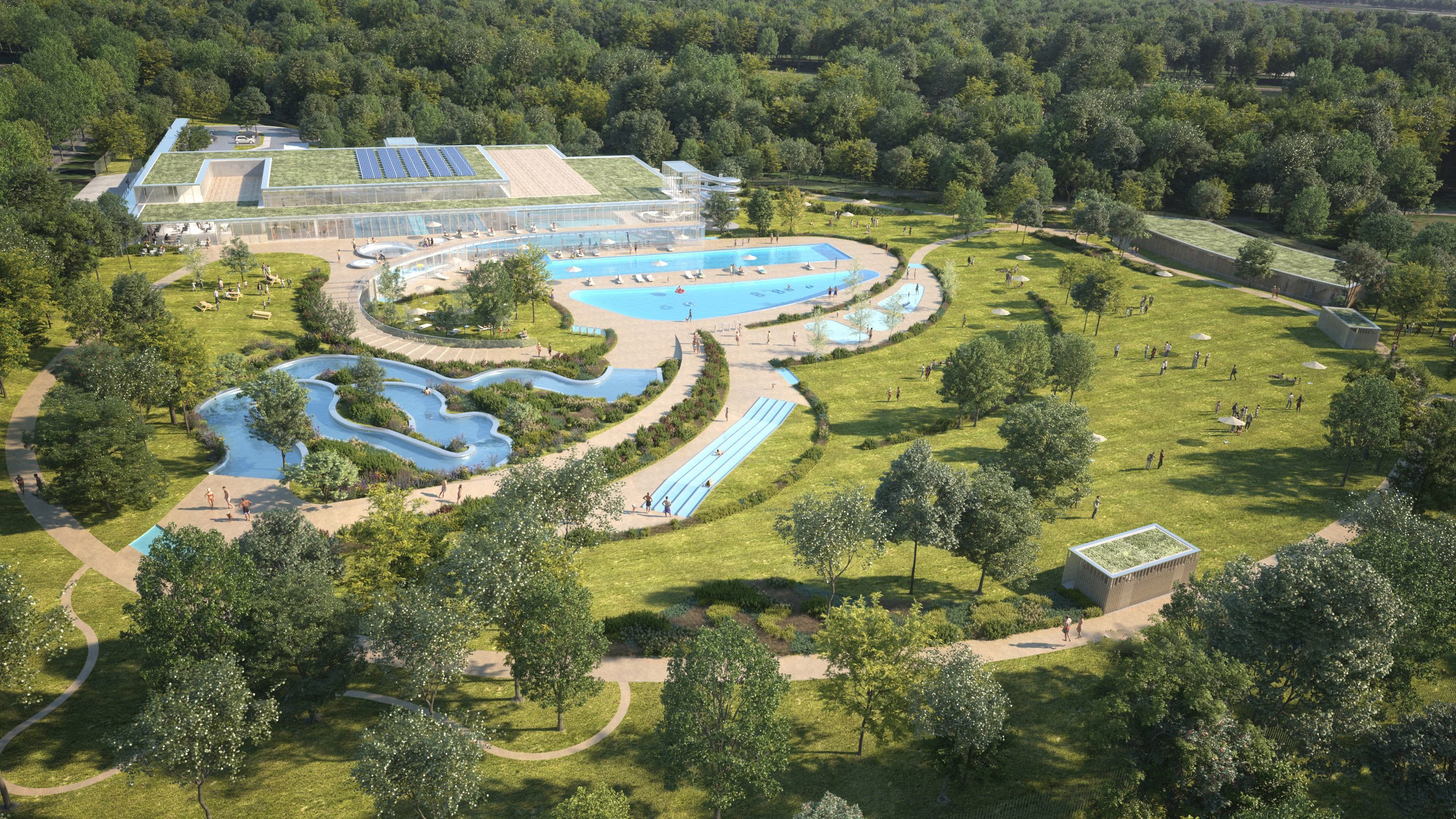 Le futur centre aquatique de la Grenouillère au Parc de Sceaux (Hauts-de-Seine) sera ouvert tout au long de l'année. DR/Dietman Feichtinger