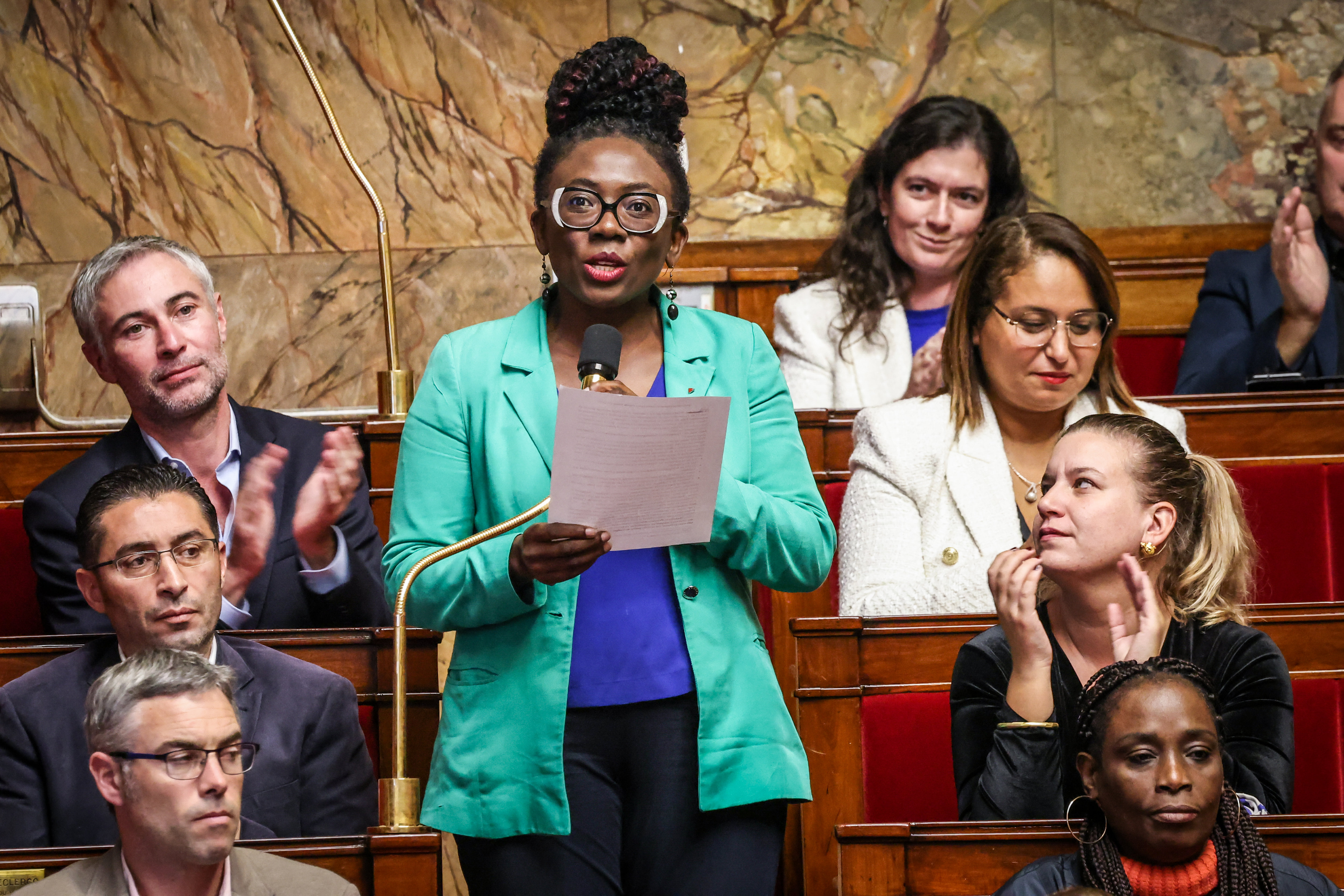 Danièle Obono, ici en octobre 2023, a réussi à faire adopter par l'Assemblée nationale une proposition de loi visant à réduire la fracture numérique. LP/Fred Dugit