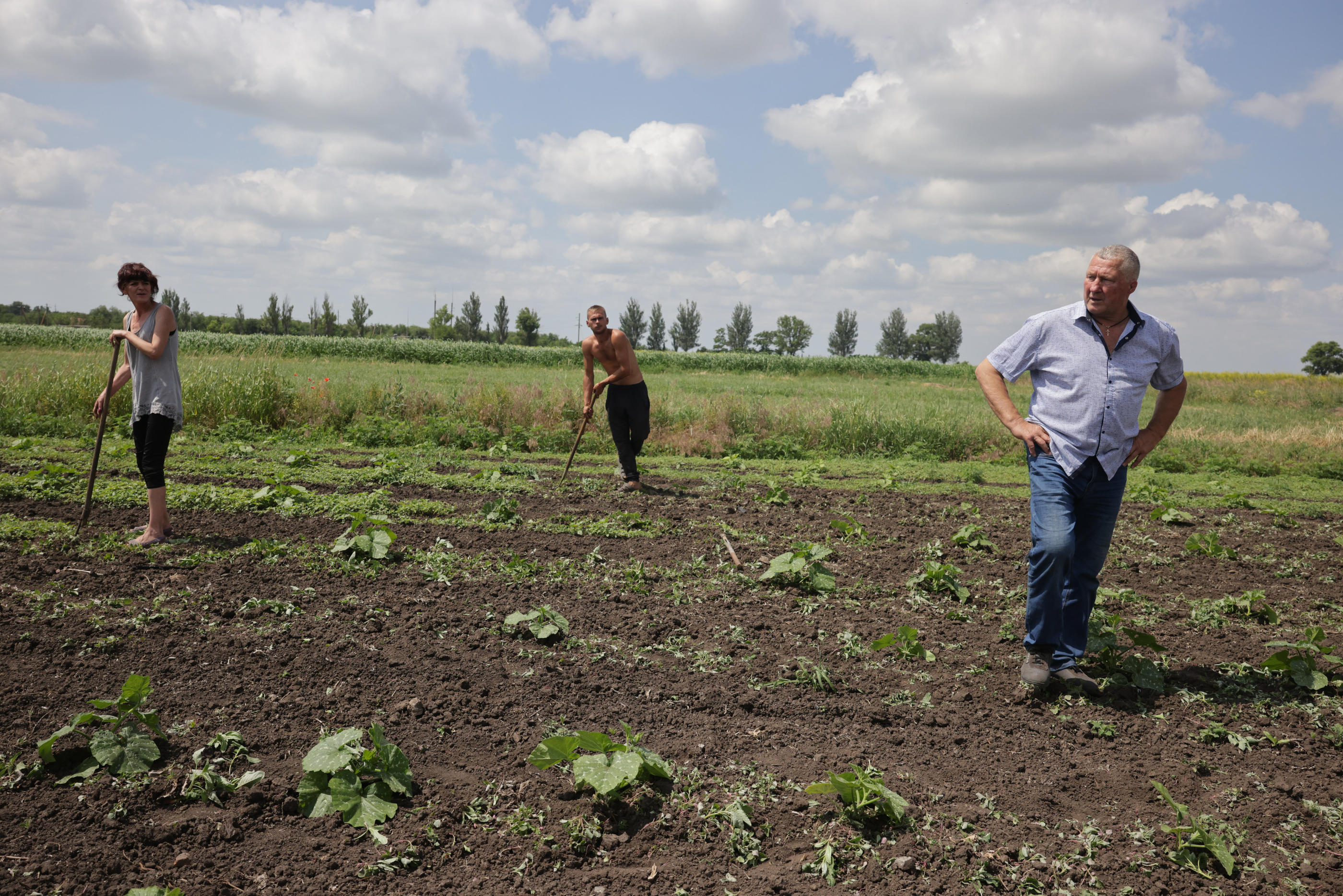 La ferme d’Ivan (à droite) se dresse à quelques kilomètres du front sud où a commencé il y a deux semaines la contre-offensive ukrainienne. LP/Philippe de Poulpiquet