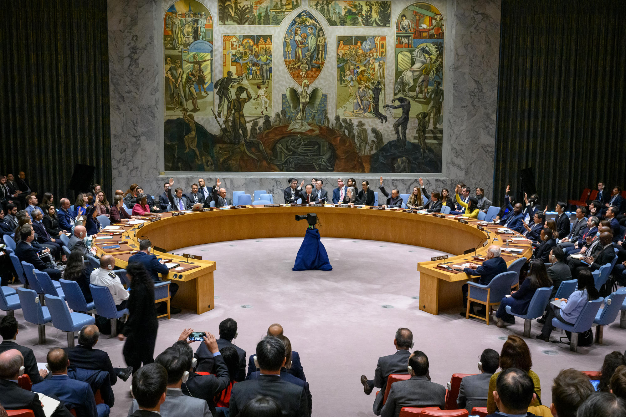 Ce mercredi, le Conseil de sécurité de l'ONU a adopté une résolution demandant des « pauses humanitaires » à Gaza. Loey Felipe/UN Photo/Handout via Xinhua/Icon sport