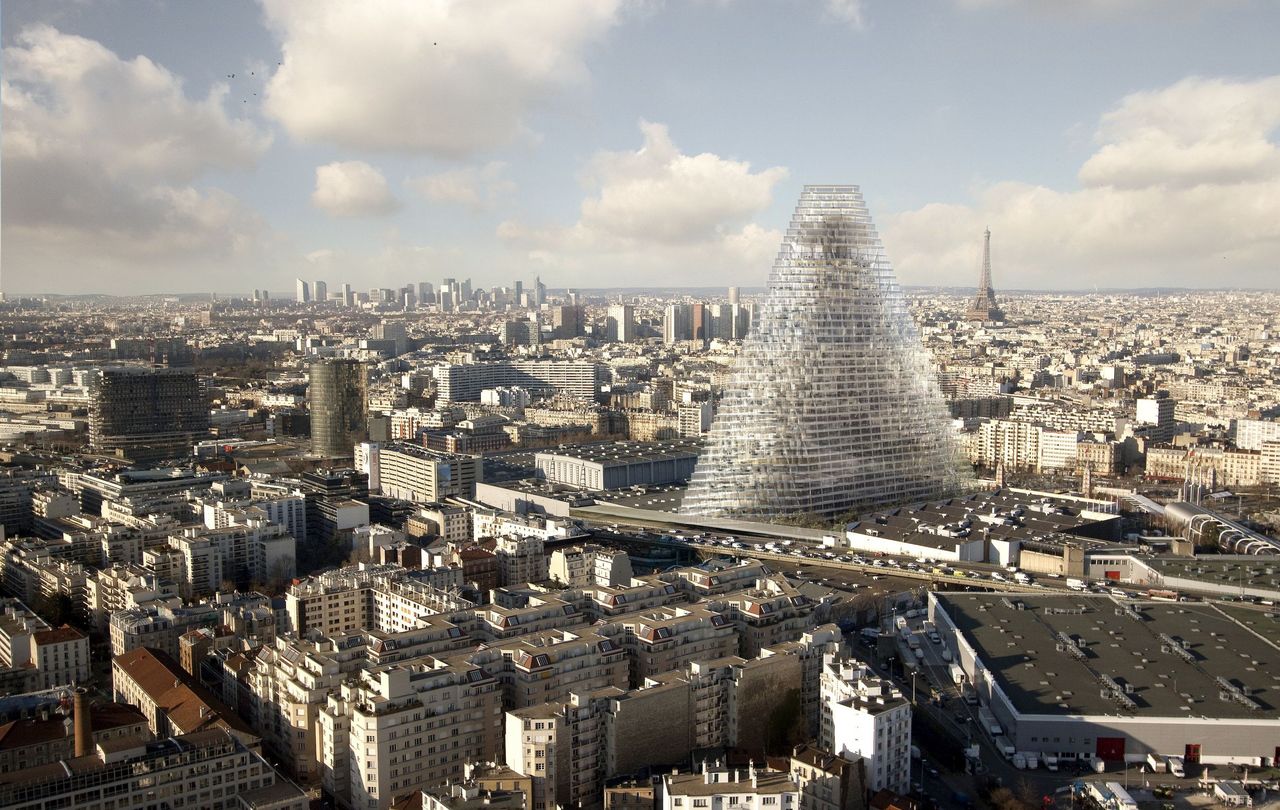 La Tour Triangle pourrait devenir le troisième bâtiment le plus haut de Paris, après la Tour Eiffel et Montparnasse. DR/Herzog & De Meuron.