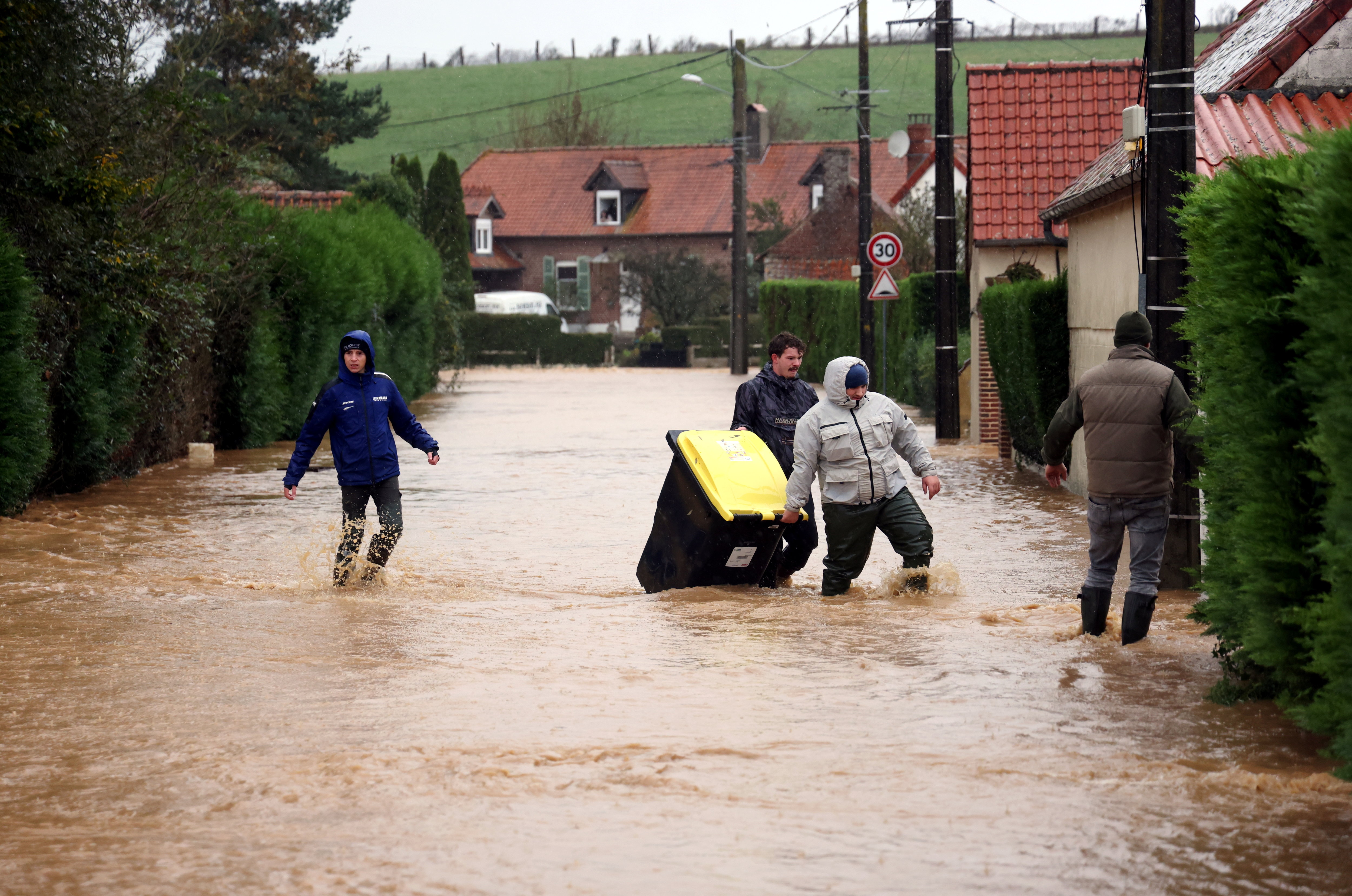 Des inondations en novembre 2023 sur la commune de Bréxent-Enocq (Pas-de-Calais). LP/Jean-Baptiste Quentin
