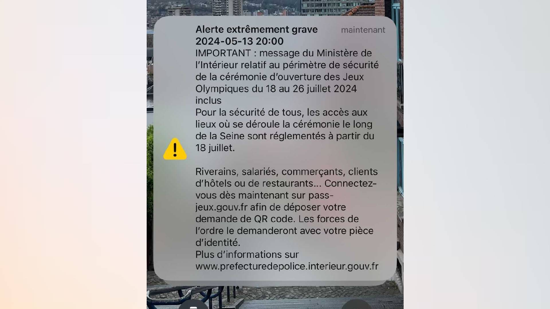 Lundi soir, à 20 heures, un message a été envoyé sur les téléphones de certains parisiens via le dispositif FR-Alert. LP/F.d'O
