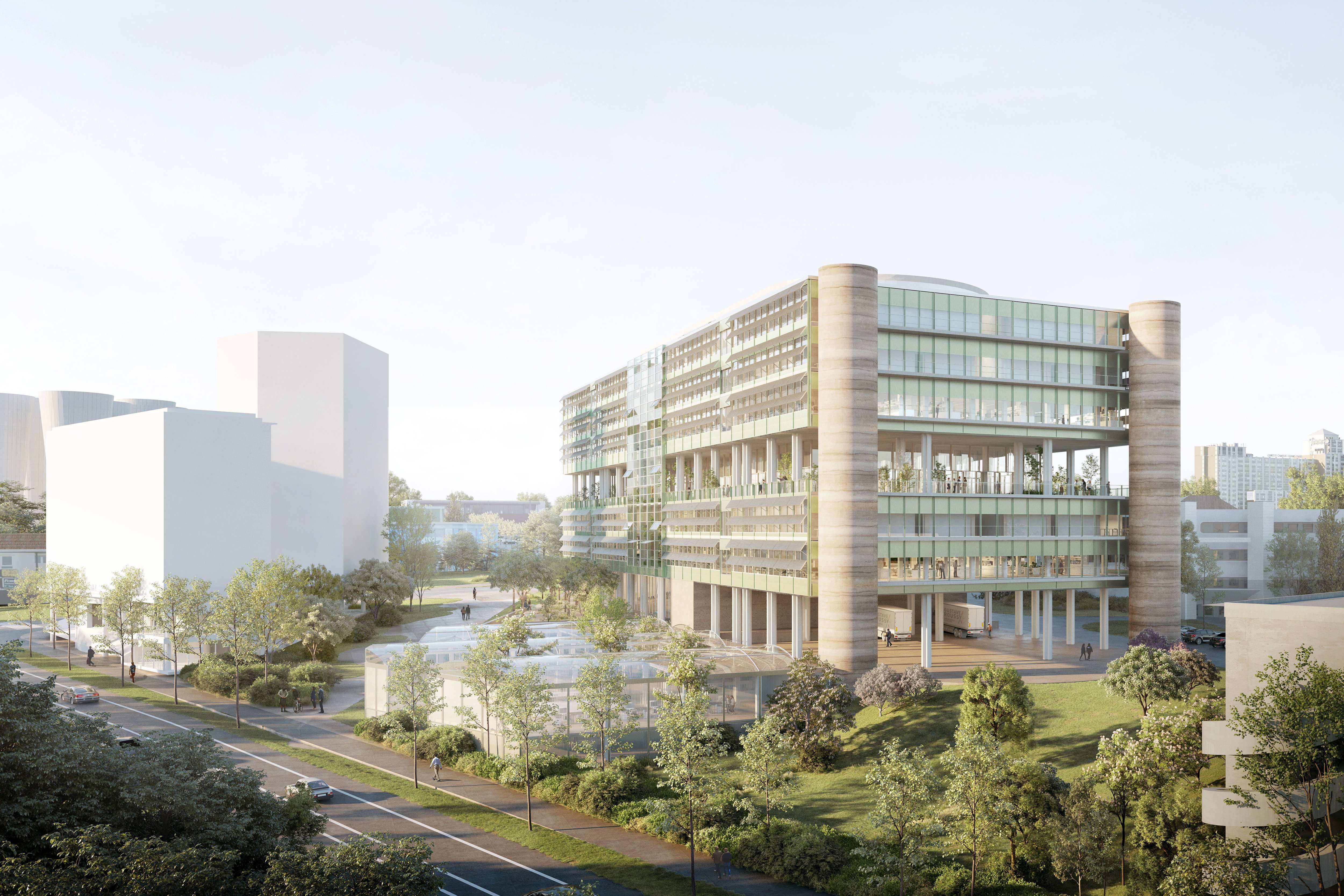 Dans le Val-de-Marne, le futur bâtiment de six étages consacré à la recherche contre le cancer à l'institut Gustave-Roussy de Villejuif, remplacera deux bâtiments actuels : l’espace Maurice-Tubiana et la crèche des enfants du personnel. L'AUC