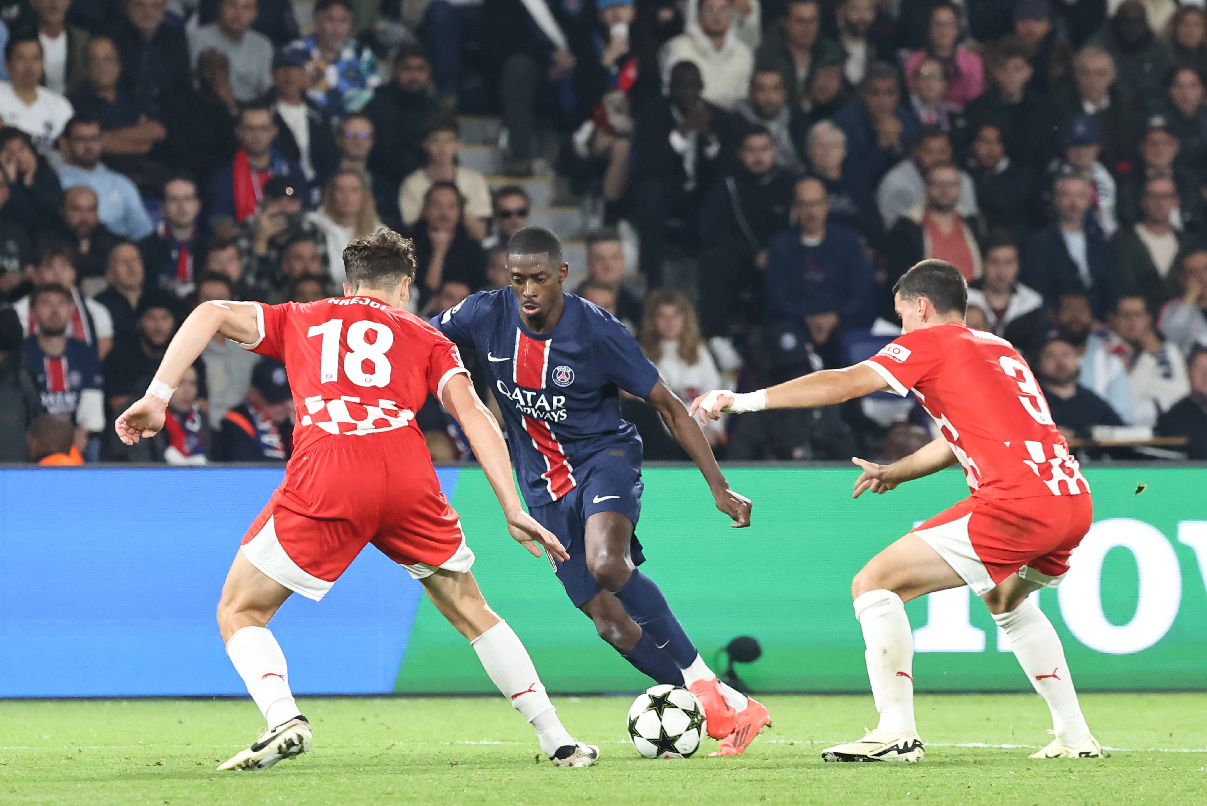 Ousmane Dembélé n'a pas réussi à trouver la faille contre Gérone en ouverture de la Ligue des champions. LP/Frédéric Dugit