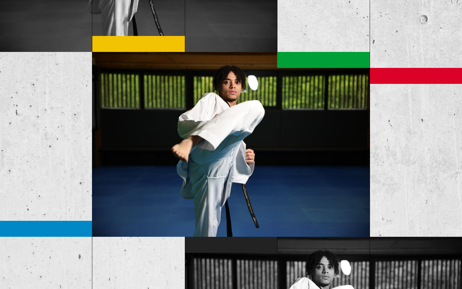 Cyrian Ravet, triple champion d'Europe de taekwondo en moins de 58 kg, vise l'or dans aux Jeux de Paris 2024. Montage DA - LP/Olivier Arandel