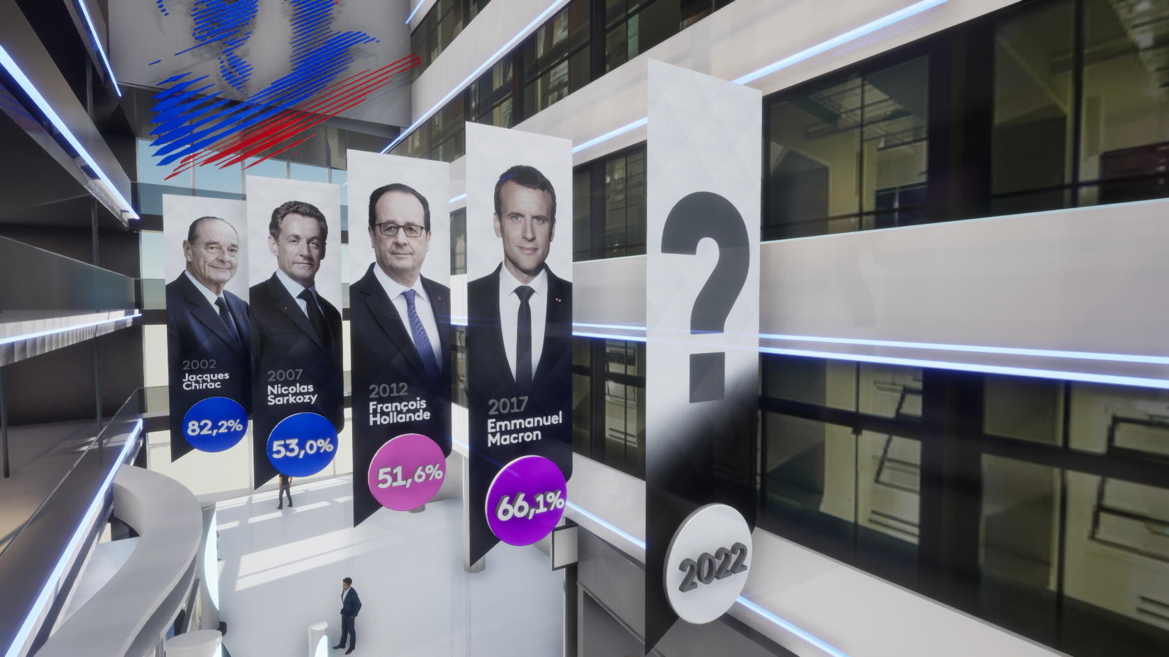 Sur France 2, Anne-Sophie Lapix et Laurent Delahousse orchestreront pour la soirée du premier tour un grand show politique, entre analyses infographiées des résultats et débats. FTV