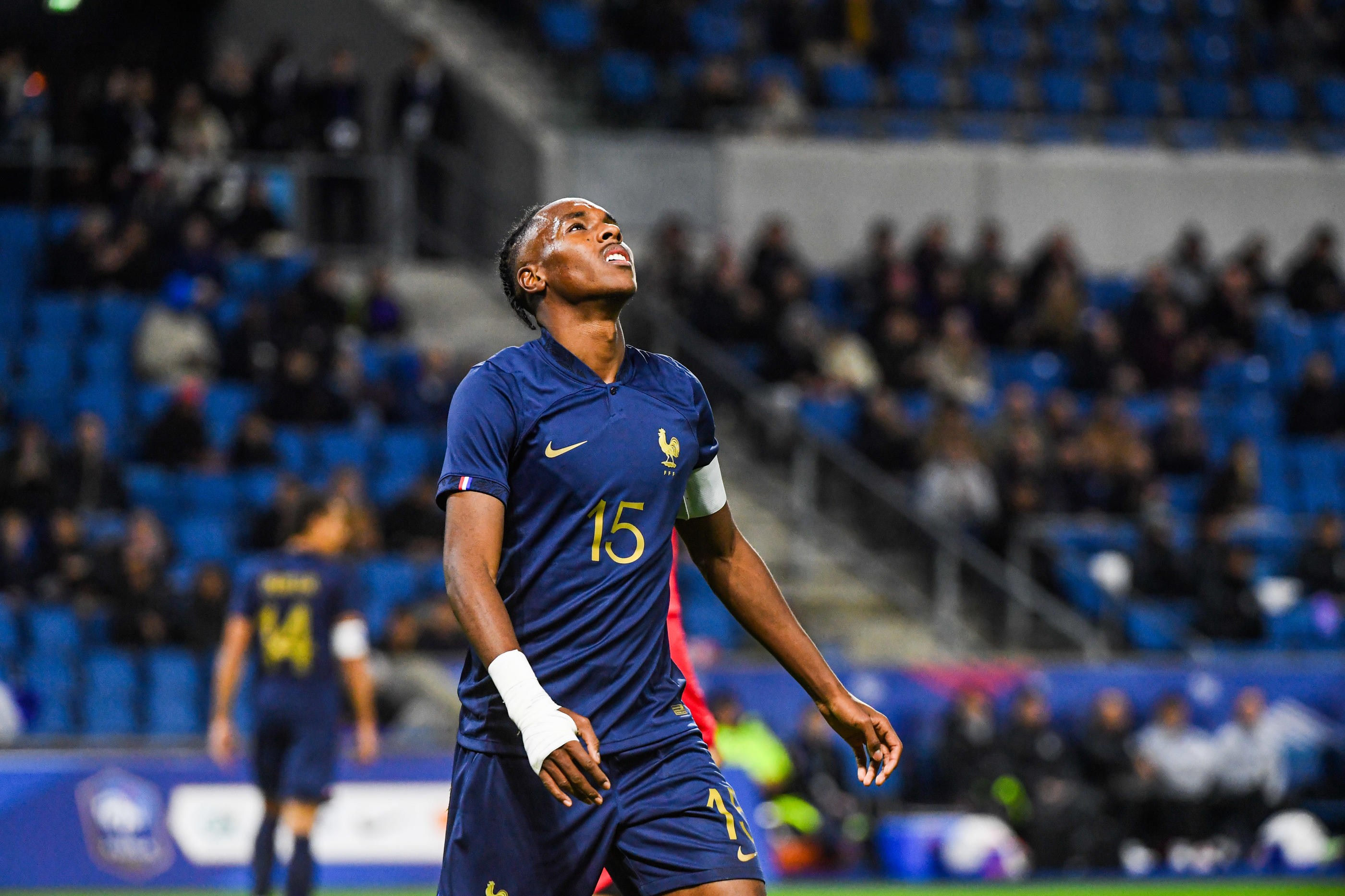 Mathys Tel voudra guider les Bleuets contre la Slovénie. Icon Sport/Daniel Derajinski