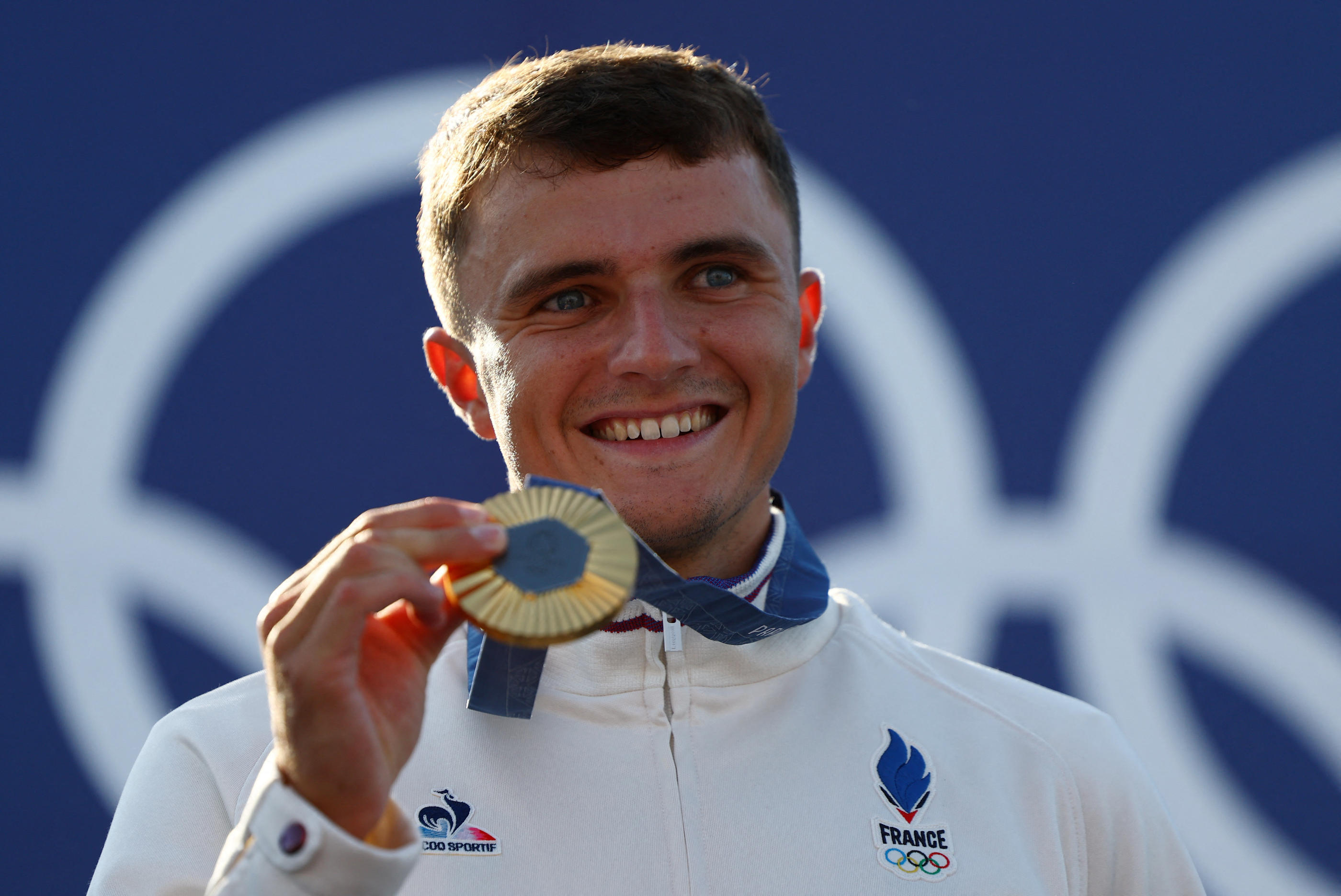 Nicolas Gestin a été sacré champion olympique de canoë slalom ce lundi à Vaires-sur-Marne. REUTERS/Molly Darlington